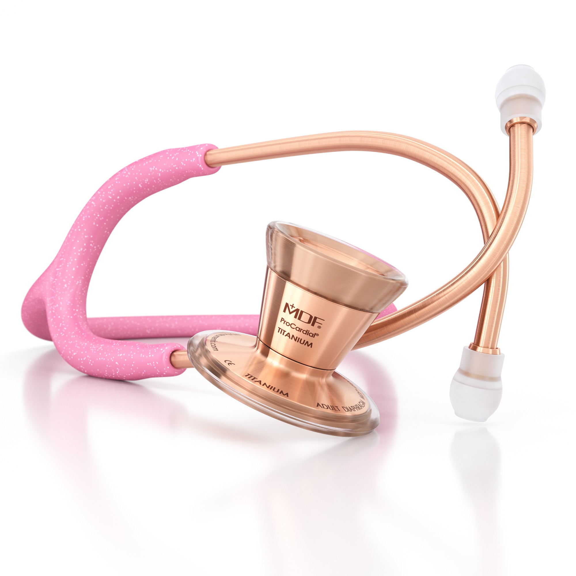ProCardial® Titanium Cardiology Stethoscope - Light Pink Glitter & Rose Gold | Premium Medical Stethoscope for Doctors, Nurses, Students | Ideal for Cardiology, Pediatrics, and Clinical Use