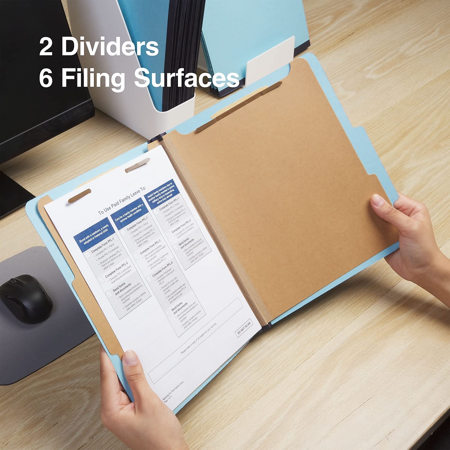 Staples Recycled Classification Folders - Letter Size, 2-Partition File Folders in Blue (20 per Box) - Perfect for Office Organization, School Supplies & Document Filing