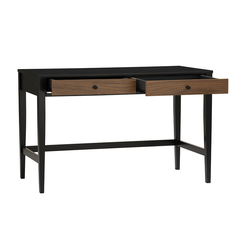 CONALL 47-Inch Study Desk with Storage - Walnut & Black Finish - Perfect for Home Office, Dorm Room, or Small Spaces