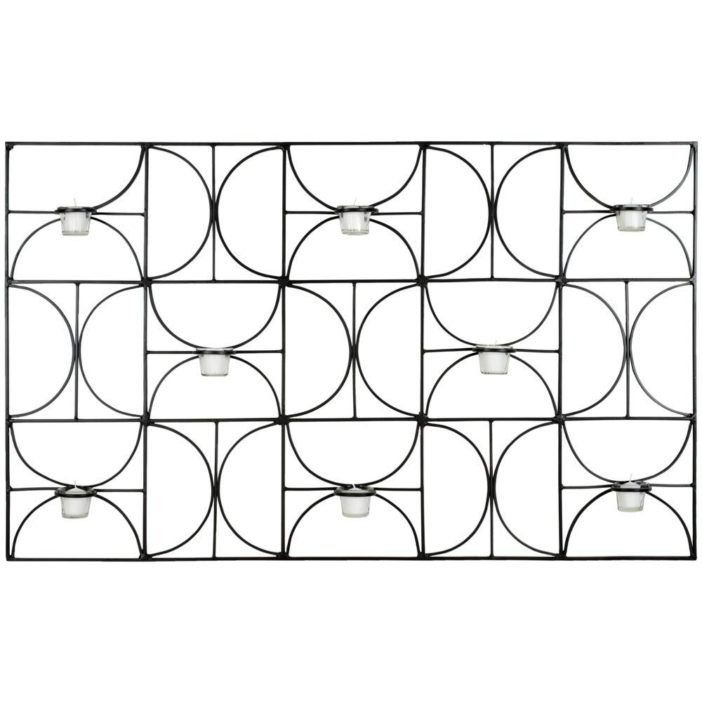 Elegant Black Iron Metal Wall Sconce Candle Holder - 47.2