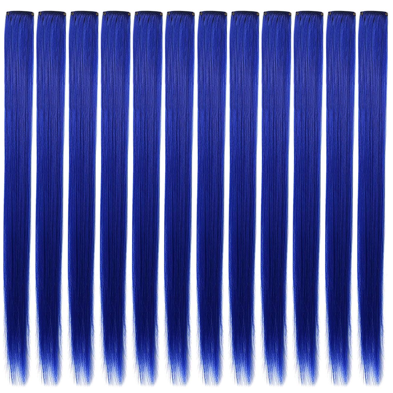 12 PCS Clip-in Blue Hair Extensions for Women & Girls - 21