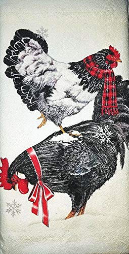 Mary Lake Thompson Stacked Holiday Chickens Kitchen Dish Towel - Cute Farmhouse Decor for Christmas, Thanksgiving & Everyday Use - Absorbent Cotton Towels for Cooking, Baking & Home Decor