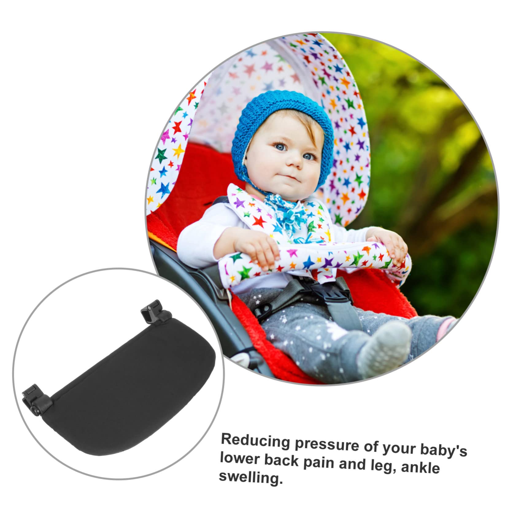 Wakauto 4pcs Stroller Foot Rest - Black Plastic Pedal Pushchair Accessories for Baby Strollers & Prams - Perfect for Walking, Shopping & Traveling with Kids