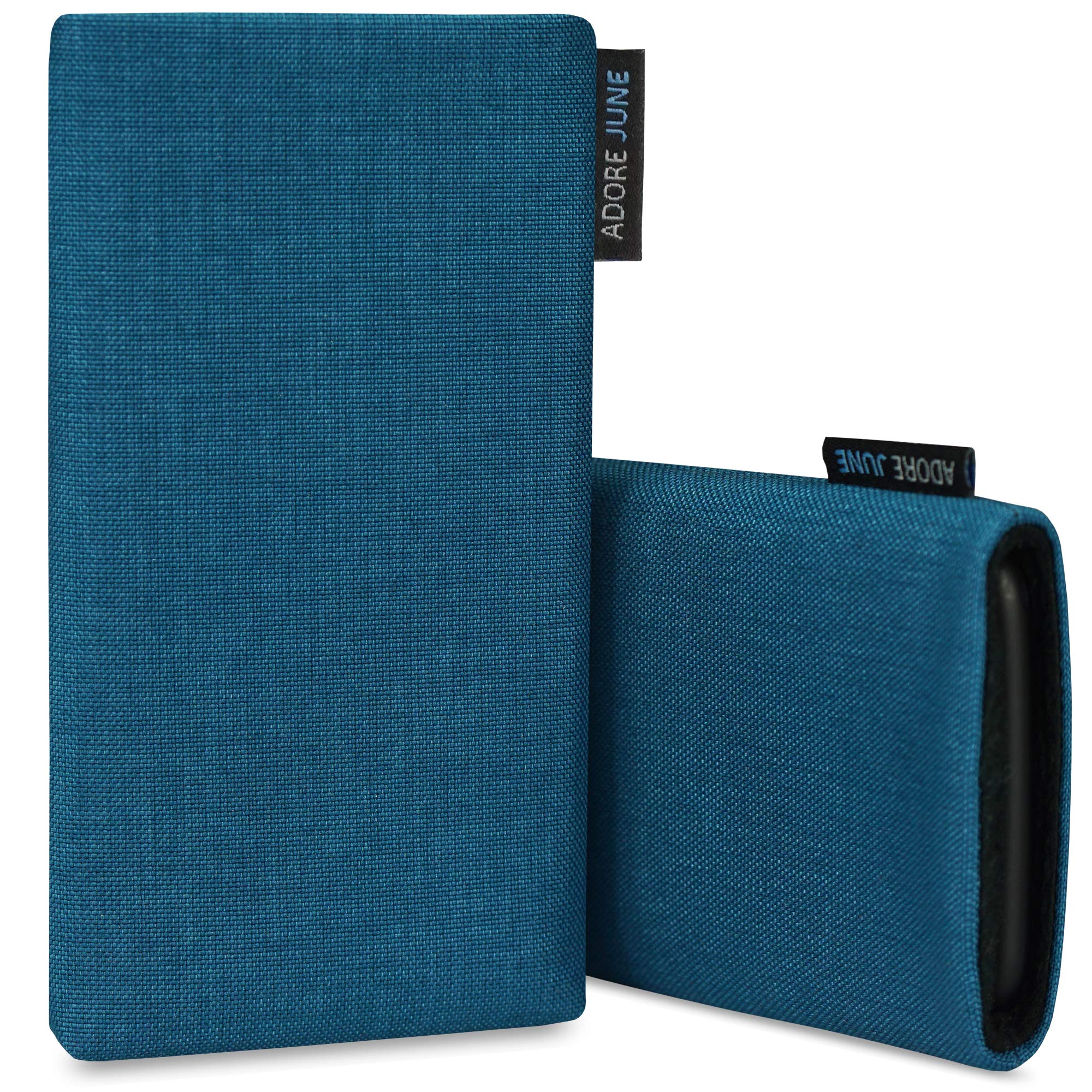 Adore June Classic Ocean-Blue iPhone 14/15 Plus & Pro Max Protective Sleeve Case - Durable Fabric Pouch with Screen Cleaning Feature | Perfect for Travel, Office & Everyday Use