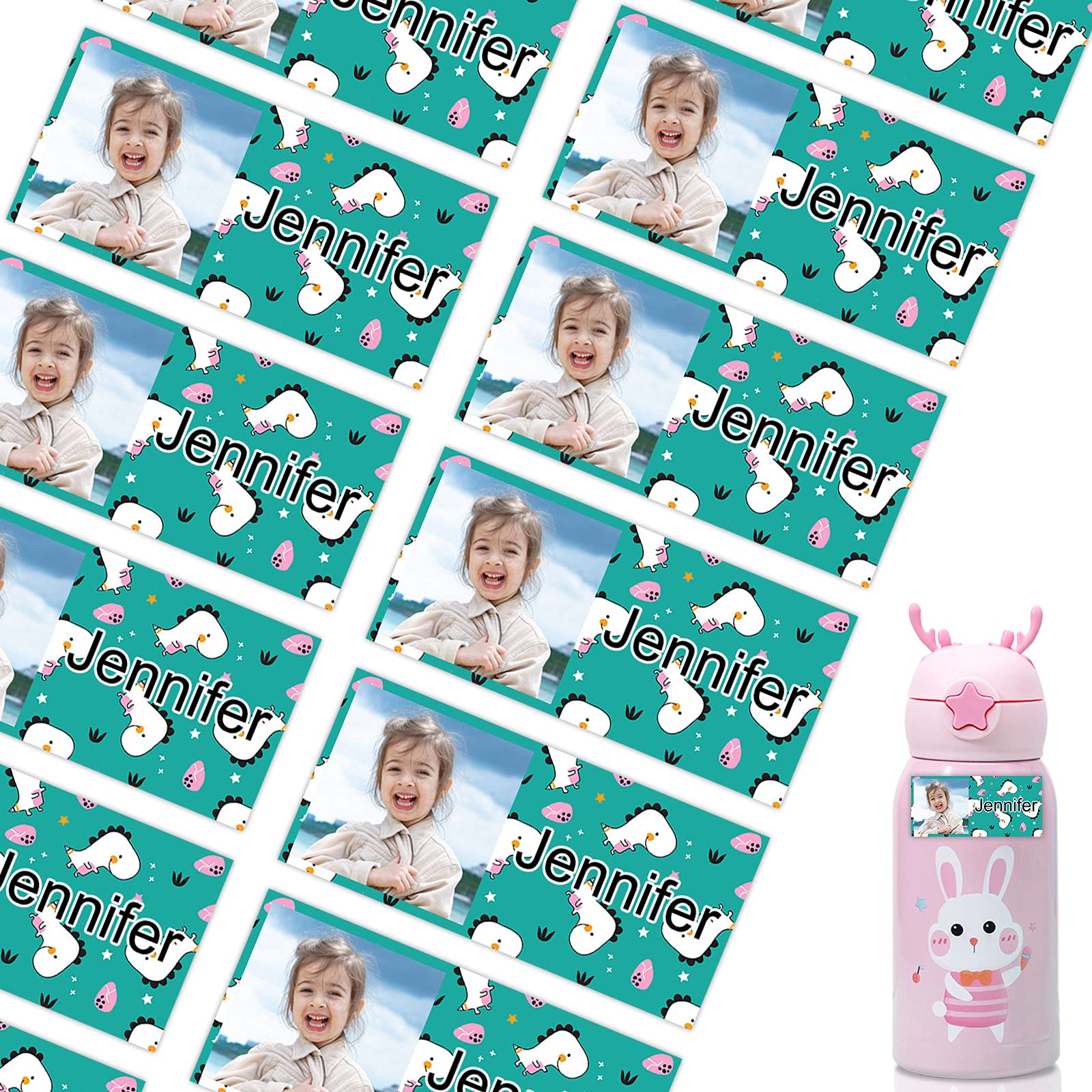 78 PCS Personalized Waterproof Photo Name Labels for Kids - Custom Stickers for School Supplies, Daycare, Water Bottles & Lunch Boxes - Perfect for Organizing Backpacks, Toys & Camp Gear