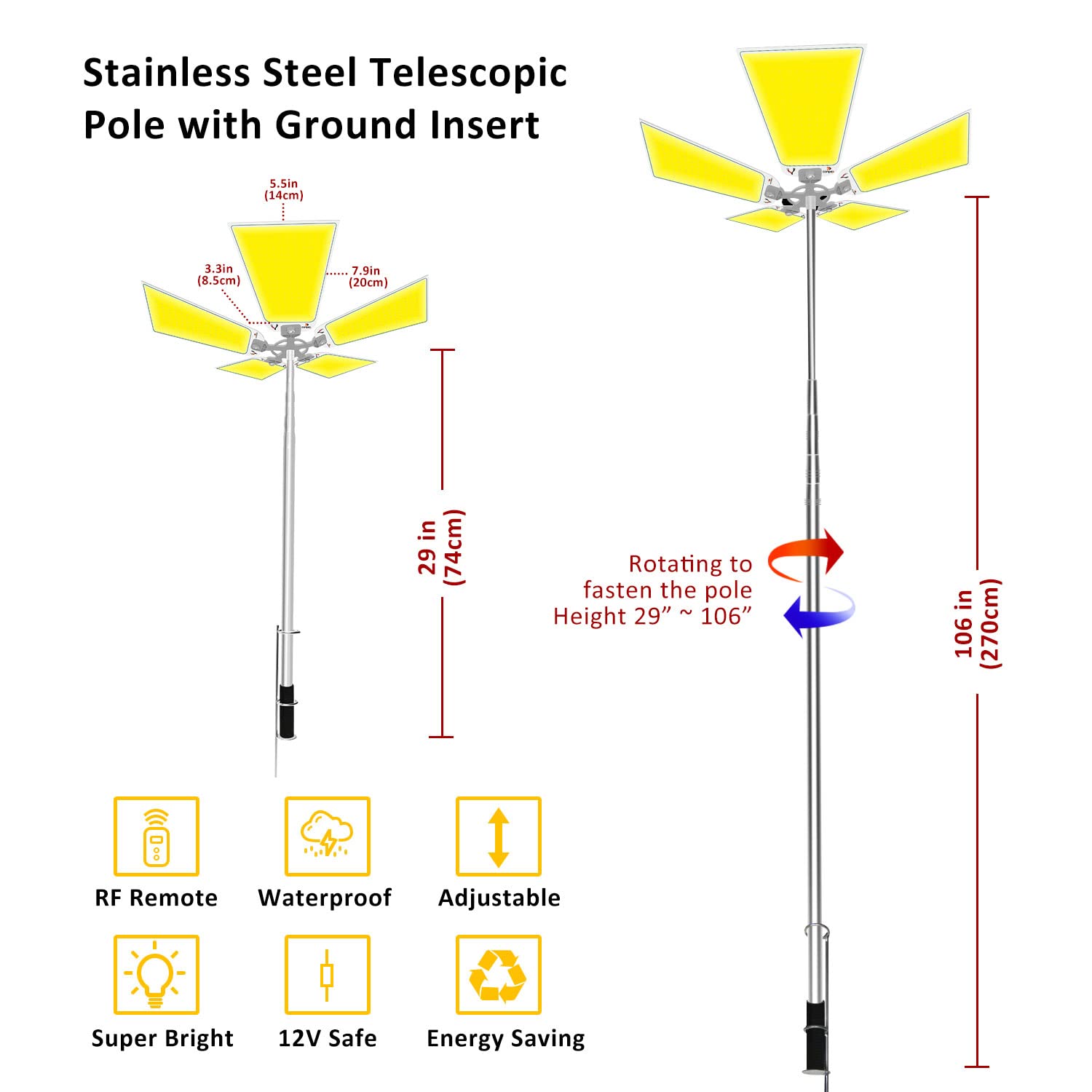 CONPEX 15000LM LED Camping Light with Tripod Stand - 12V DC Portable Work Light & Flood Light for Outdoor, Camping, Hiking, Emergency, and Job Site Use