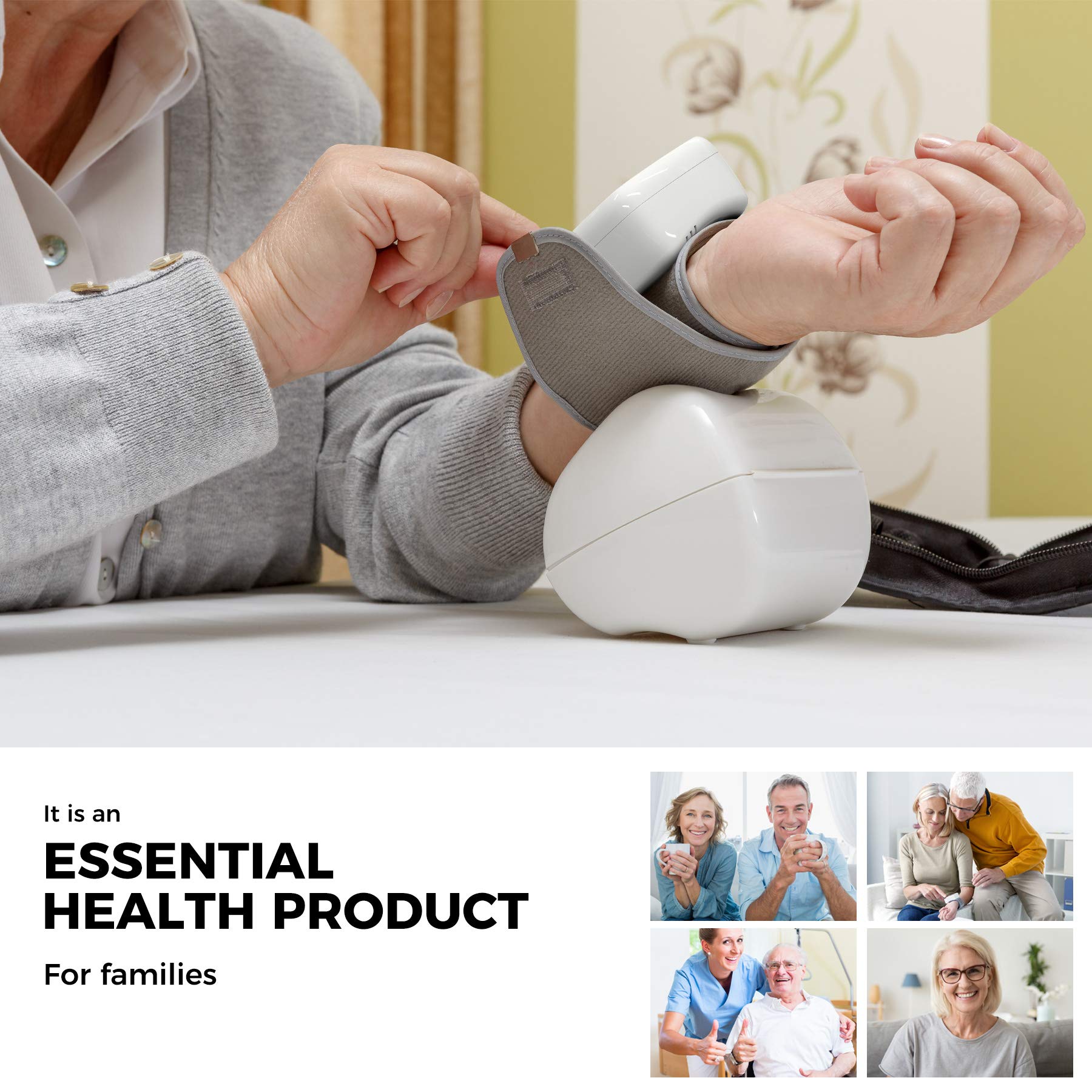 Digital Wrist Blood Pressure Monitor - Adjustable Cuff, 180 Readings Memory, Rechargeable with Voice Function & Carrying Case - Home Health Tracking for Adults & Seniors (Ideal for Travel, Daily Monitoring)