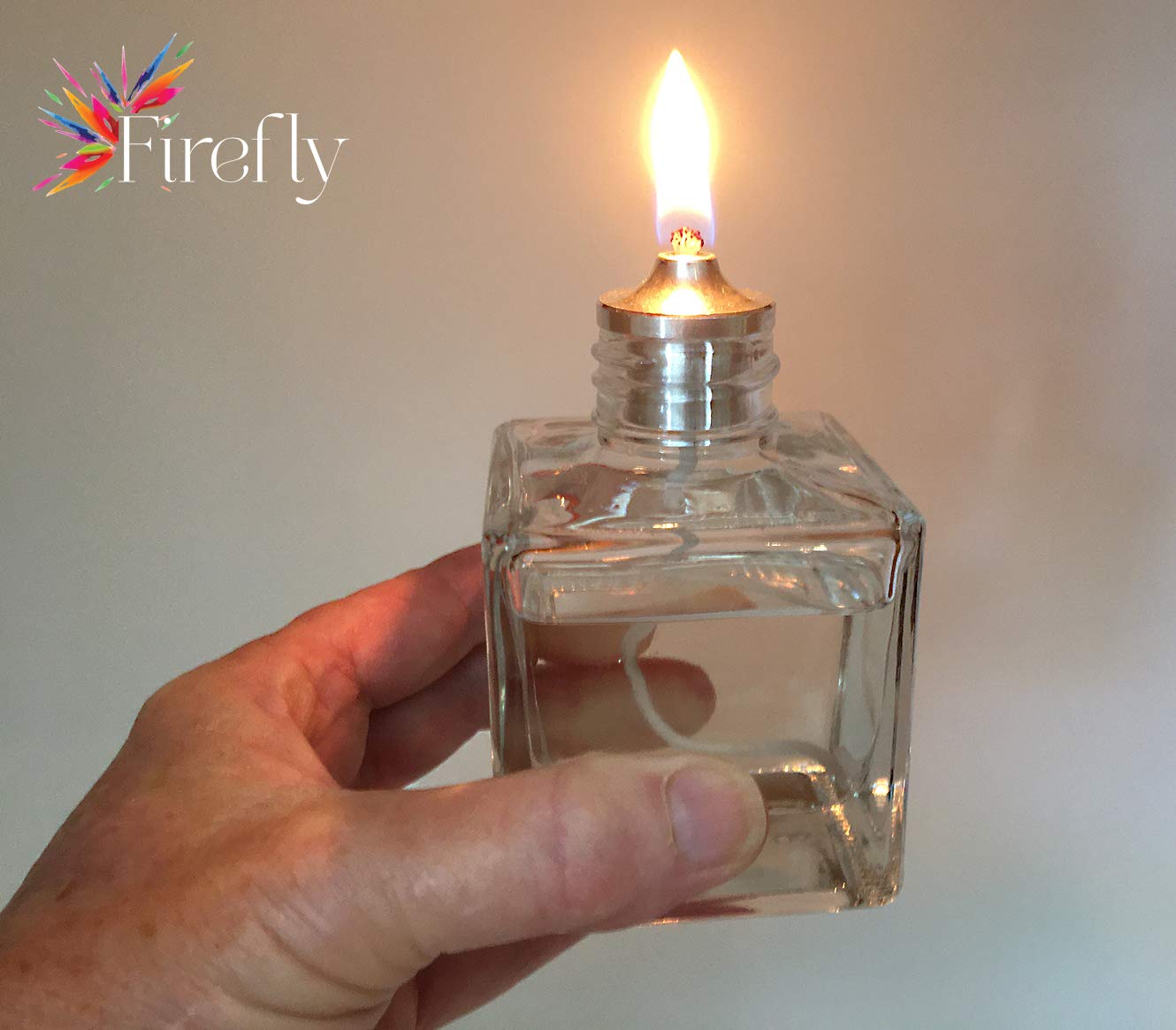 Firefly Aura Square Glass Oil Lamp - Refillable for Home Decor