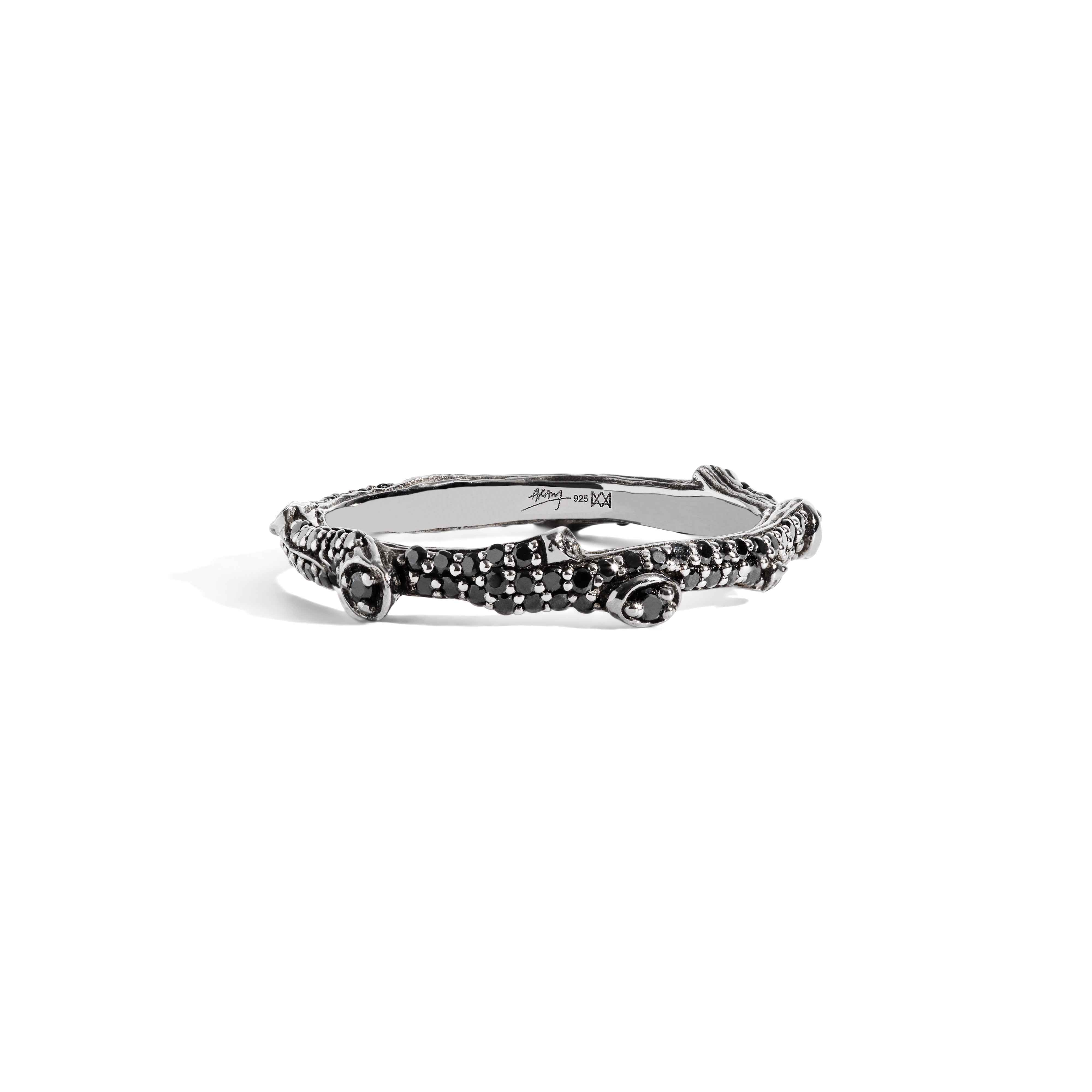 Enchanted Forest Stack Ring with Black Diamonds - Elegant Diamond Stackable Ring for Women - Perfect for Weddings, Parties & Everyday Wear