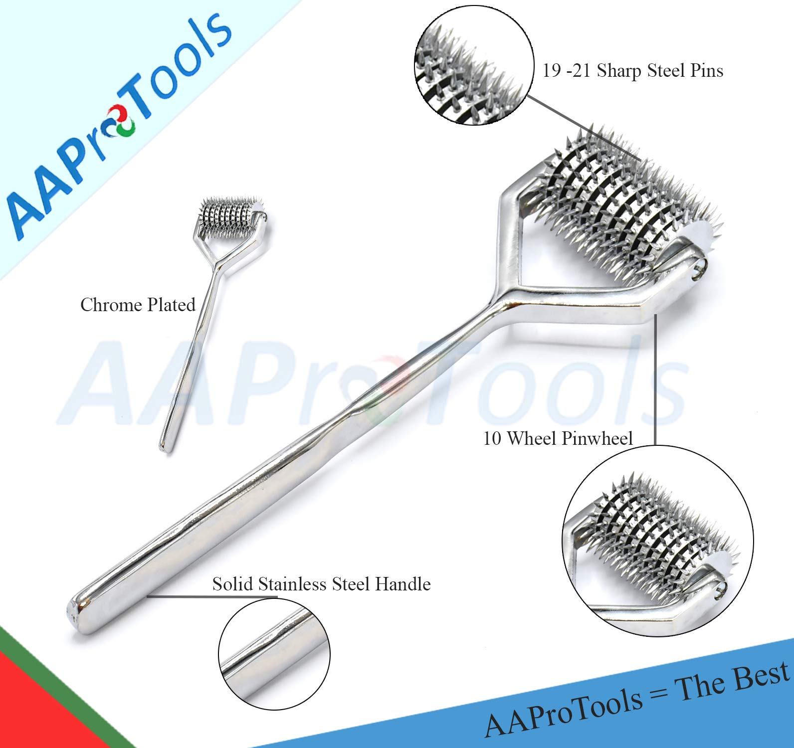 Neurological Wartenberg Sensory Pinwheel - 10 Head Stainless Steel Diagnostic Tool for Nerve Testing & Dermatological Exams - Ideal for Doctors, Neurologists & Physical Therapists
