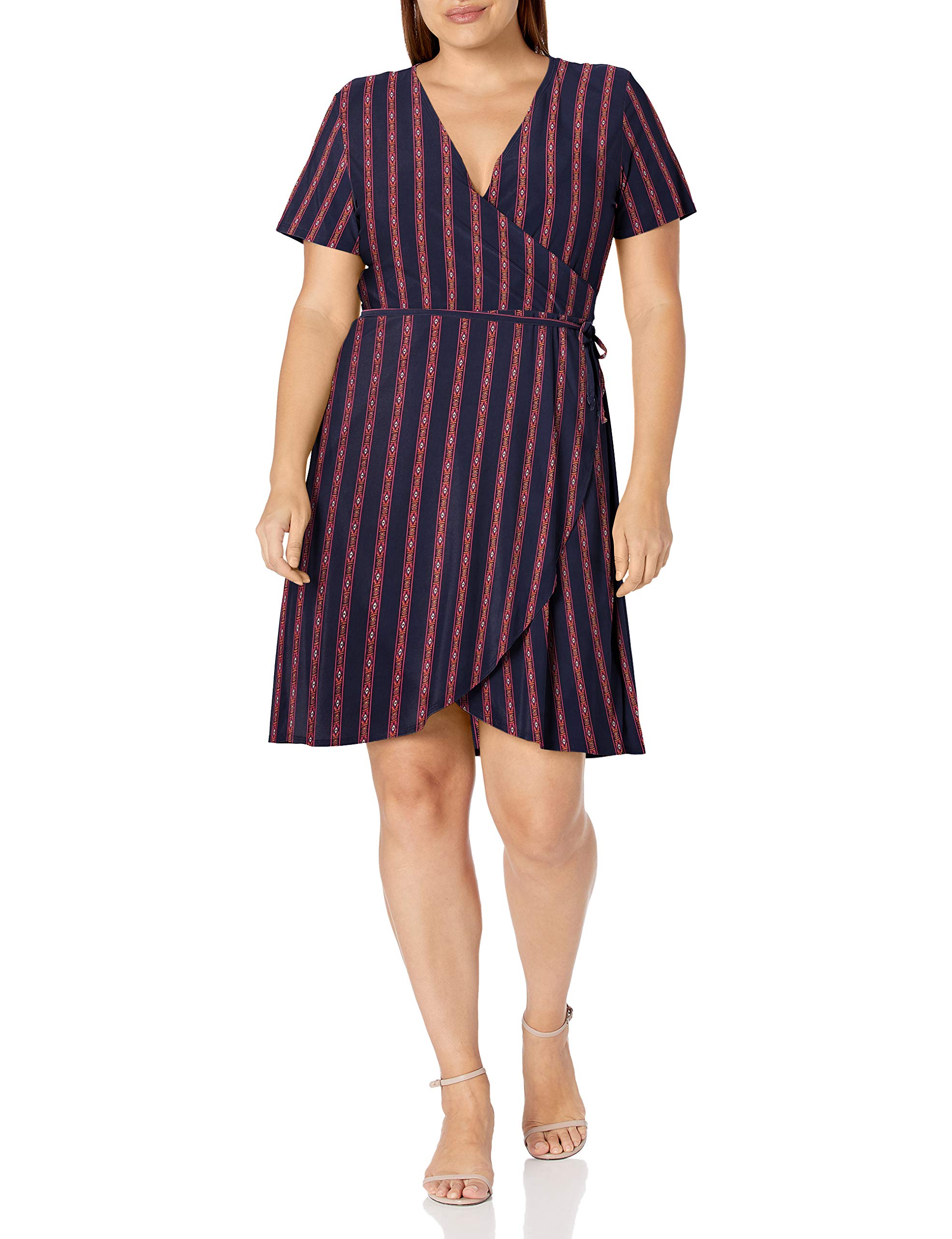Star Vixen Women's Short Sleeve Wrap Dress - Ballet-Inspired Flowy Summer Dress for Casual Outings, Date Nights & Beach Cover-Up