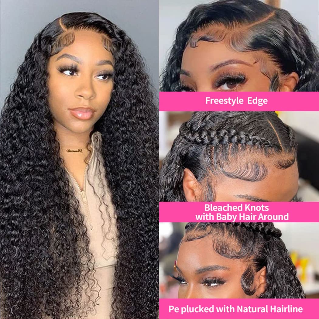 13x4 Brazilian Deep Wave Lace Front Wig - 100% Human Hair for Black Women | Natural Baby Hair & Color | 22 Inch Curly Frontal Wig for Daily Wear, Parties & Special Occasions