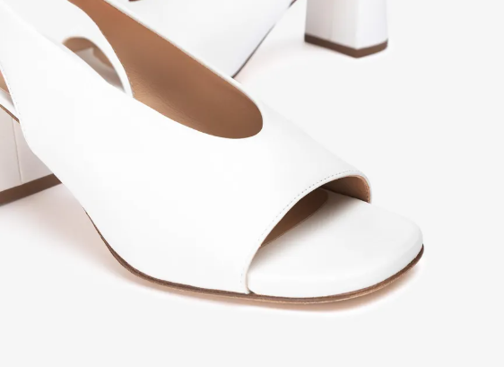 UNISA Women's White Leather Peep Toe Slingback Heels - Mondy Style Dress Shoes for Weddings, Parties & Office Wear