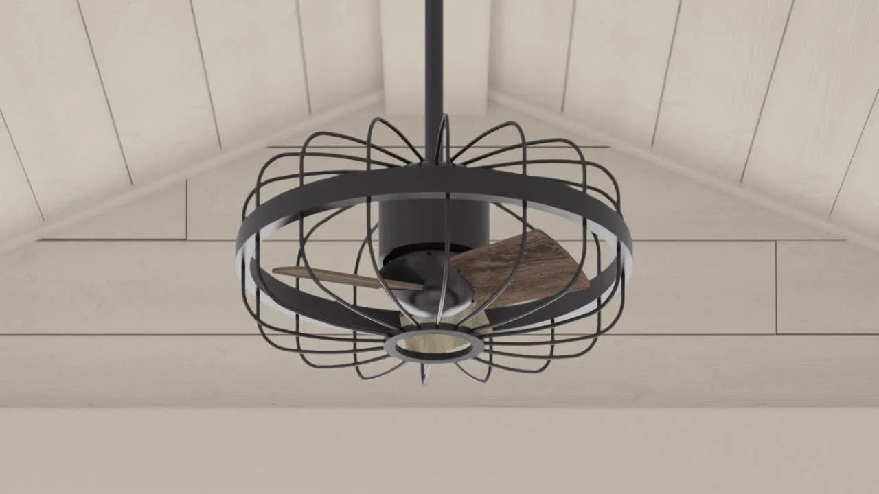 Hunter 16 Inch Roswell Ceiling Fan with Light - Noble Bronze/Latte Oak Finish - Energy Efficient Indoor Cooling for Living Room, Bedroom & Office