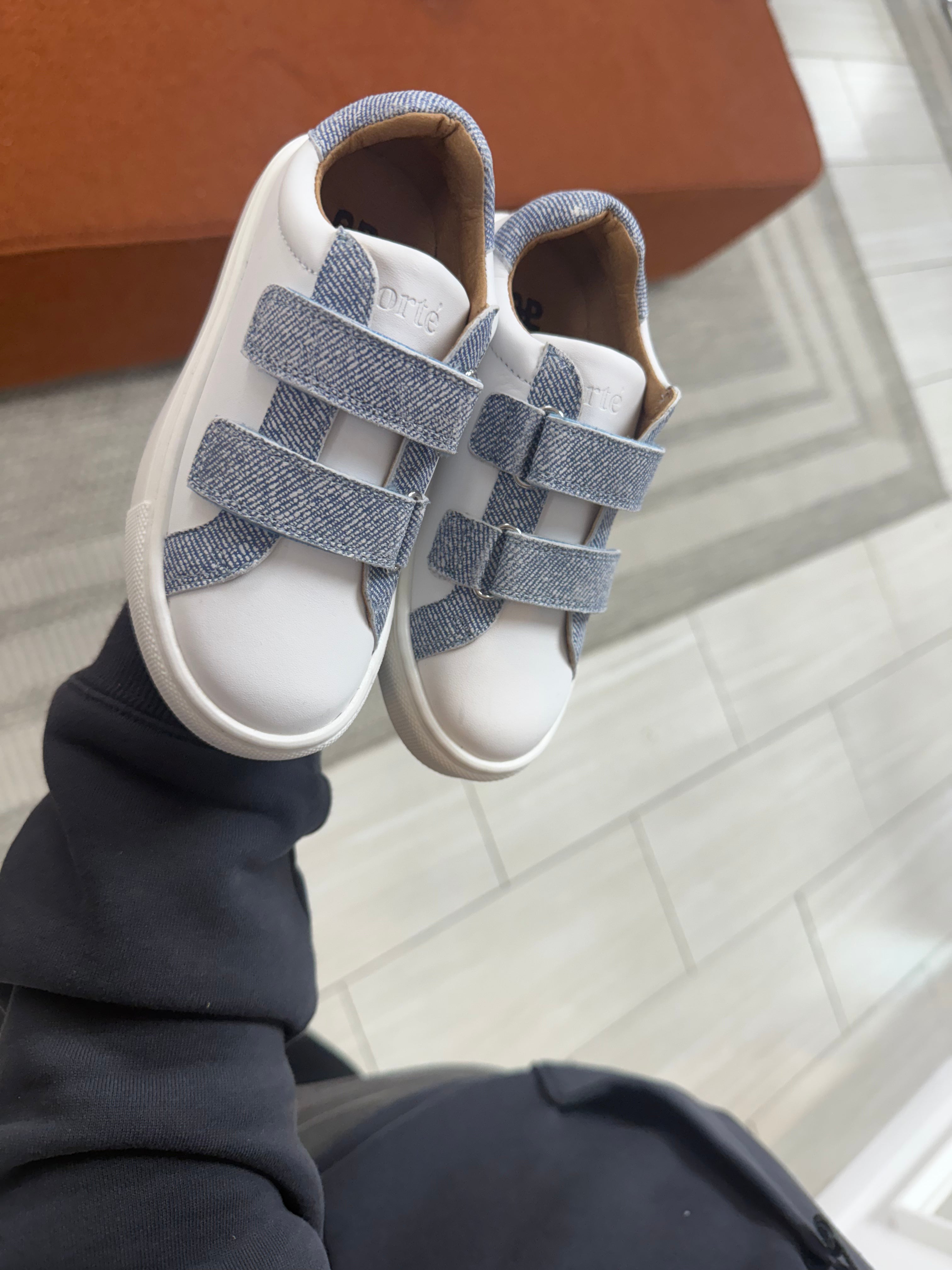 Porte Denim Velcro Sneakers for Women - Comfortable Casual Shoes with Hook and Loop Closure - Perfect for Walking, Running, and Everyday Wear