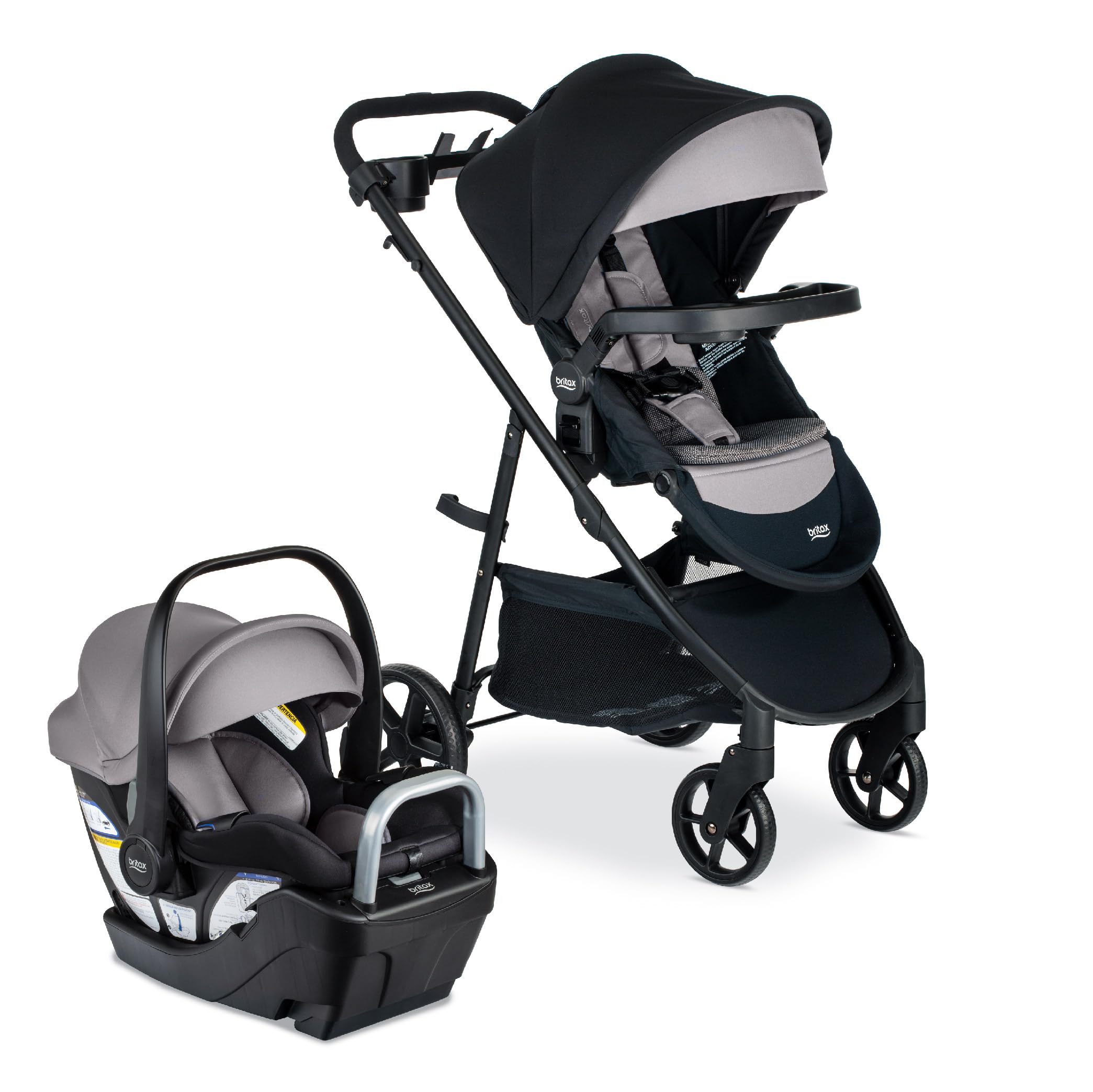 Britax Willow Brook S+ Travel System - Lightweight Stroller & Infant Car Seat Combo, Graphite Onyx | Perfect for Newborns to Toddlers, Air Travel & Everyday Use