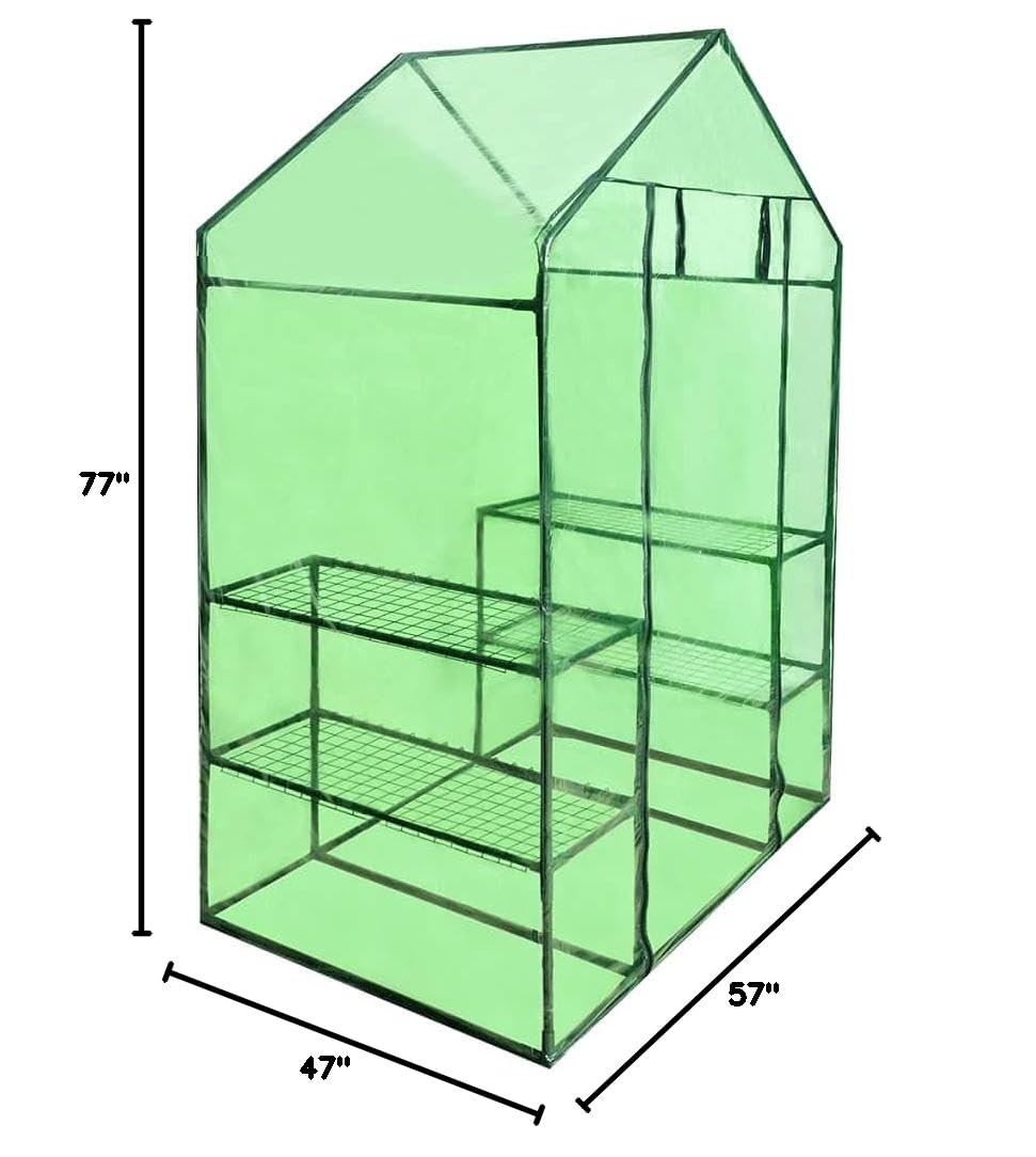 CHARMMA Walk-in Greenhouse with 4 Shelves - Durable Outdoor Plant Protection for Vegetables, Flowers & Herbs - Perfect for Backyard Gardening & All-Season Plant Growing