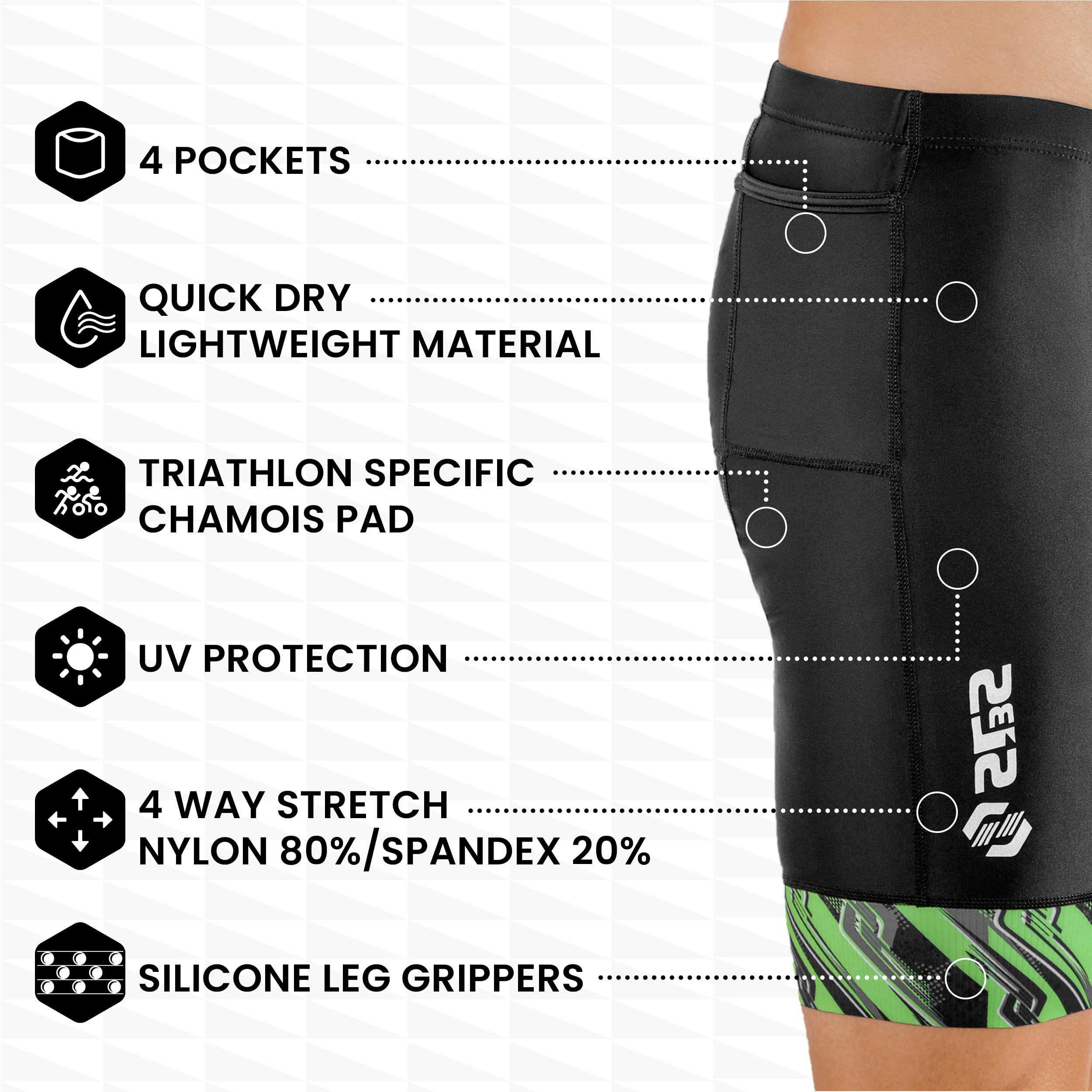 SLS3 Triathlon Shorts for Men - FRT Padded Swim Bike Run Shorts - 8