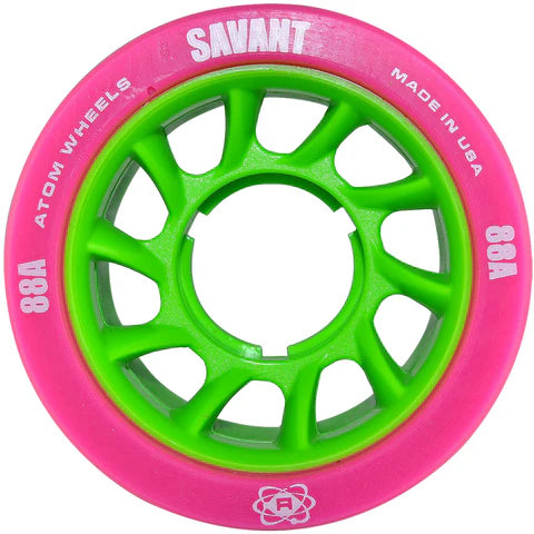 Atom Savant Wheels 88A - Pack of 4 High-Performance Skateboard Wheels for Smooth Riding & Tricks | Perfect for Street Skating, Park Riding & Longboard Cruising