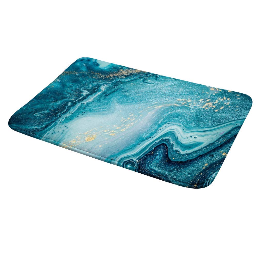 Non-Slip Bath Rug - Ocean Art Luxury Bath Mat, Super Absorbent Microfiber Velvet Shower Rug, Soft Bathroom Floor Carpet (24x16 Inch) for Bathroom, Shower & Entryway Decor