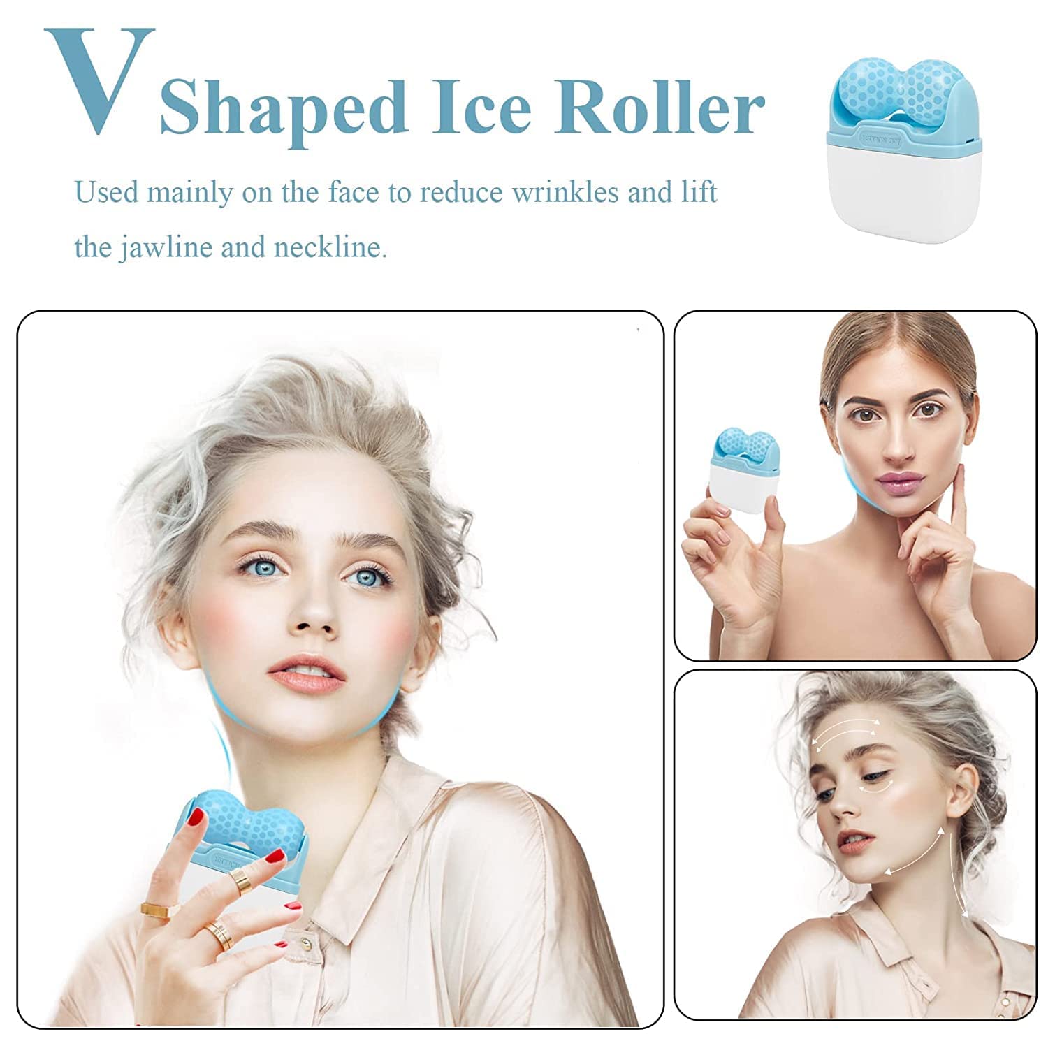 TSEB ENTERPRISE 2-in-1 Ice Roller for Face & Eyes - Cold Therapy Facial Massager for Puffiness Relief, Migraine, Pain Relief & Skin Tightening - Best for Shrinking Pores, Dark Circles & Skincare Routine - Perfect for Morning Routine, Post-Workout Recovery & Spa Treatments