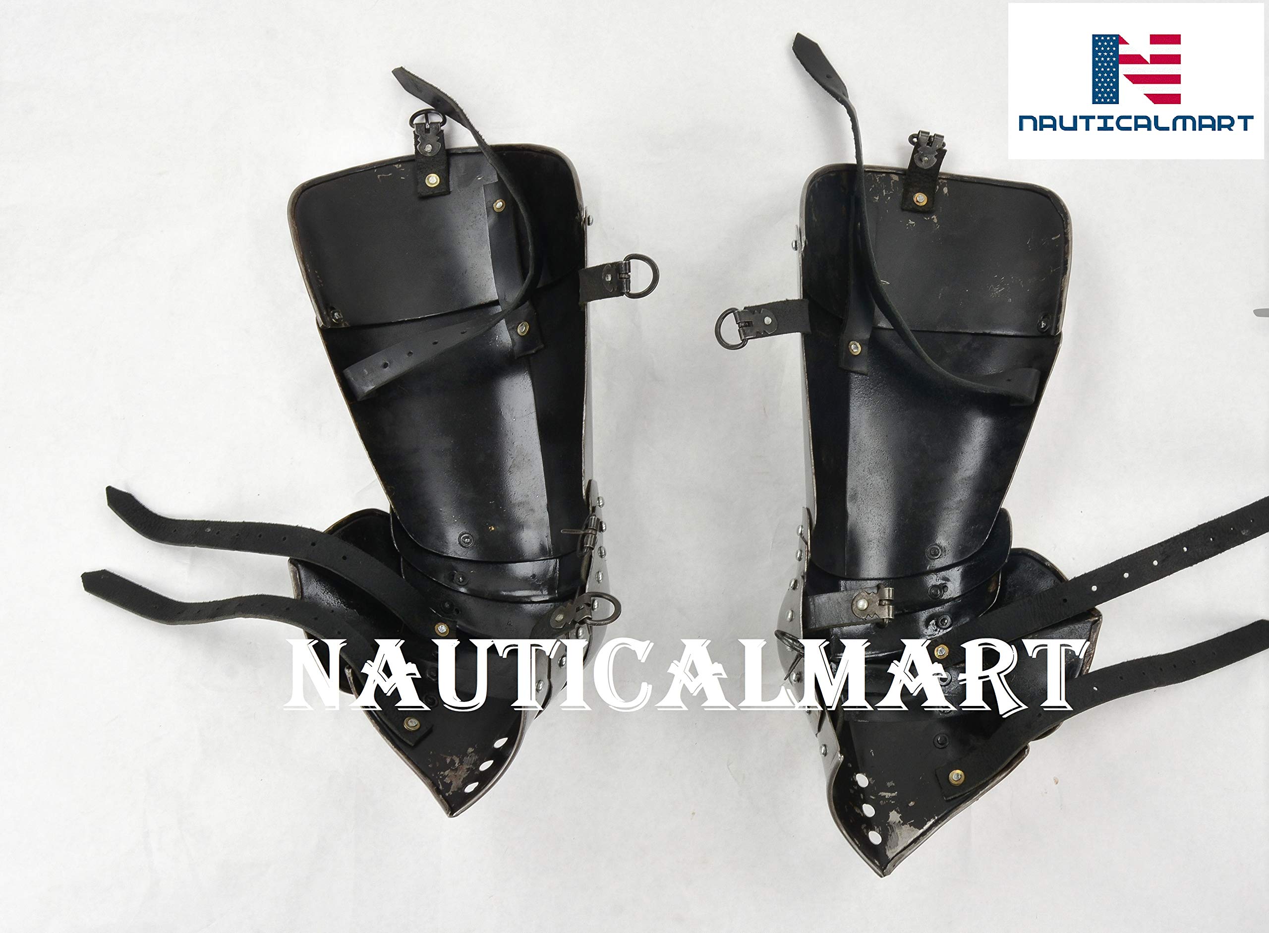15th Century German Medieval Gothic Leg Armor - 18 Gauge Steel Leg Guards for LARP, Reenactment & Cosplay | Authentic Knight Armor for Renaissance Fairs & Historical Events