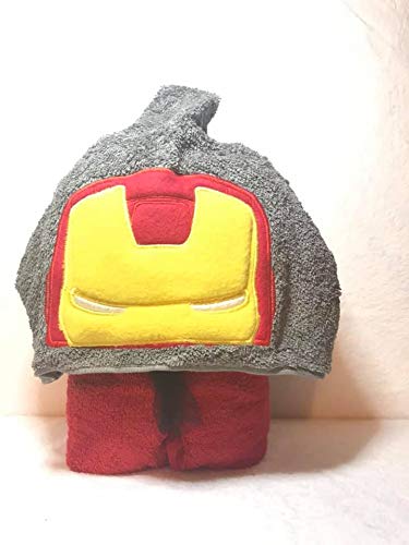 Iron Hero Hooded Bath Towel for Adults - Superhero Cape Towel for Kids & Men - Soft & Absorbent Cotton Bathrobe for Spa, Pool, Beach & Gym