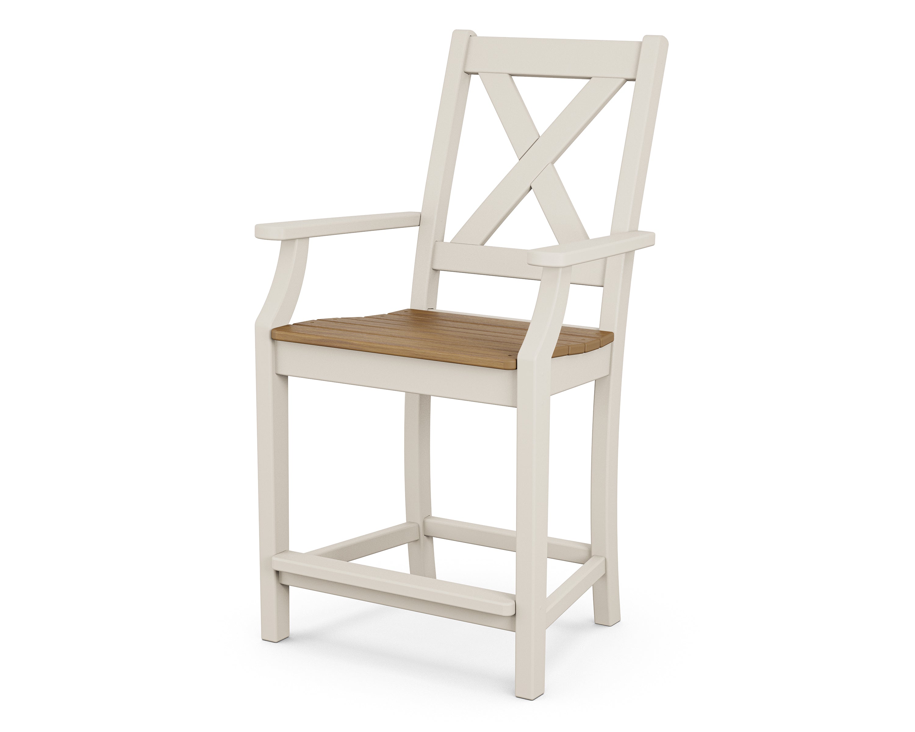 POLYWOOD Braxton Counter Height Arm Chair - Durable Outdoor & Indoor Bar Stool for Kitchen, Patio, and Dining - Weather-Resistant & Comfortable Seating