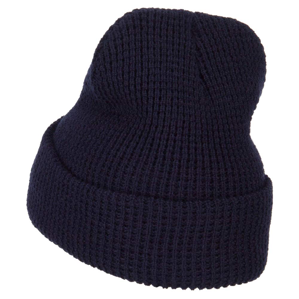 Merry Christmas Mistletoe Embroidered Stretchy Waffle Cuff Beanie Hat - Cozy Winter Knit Cap for Holiday Parties & Outdoor Activities - e4Hats.com