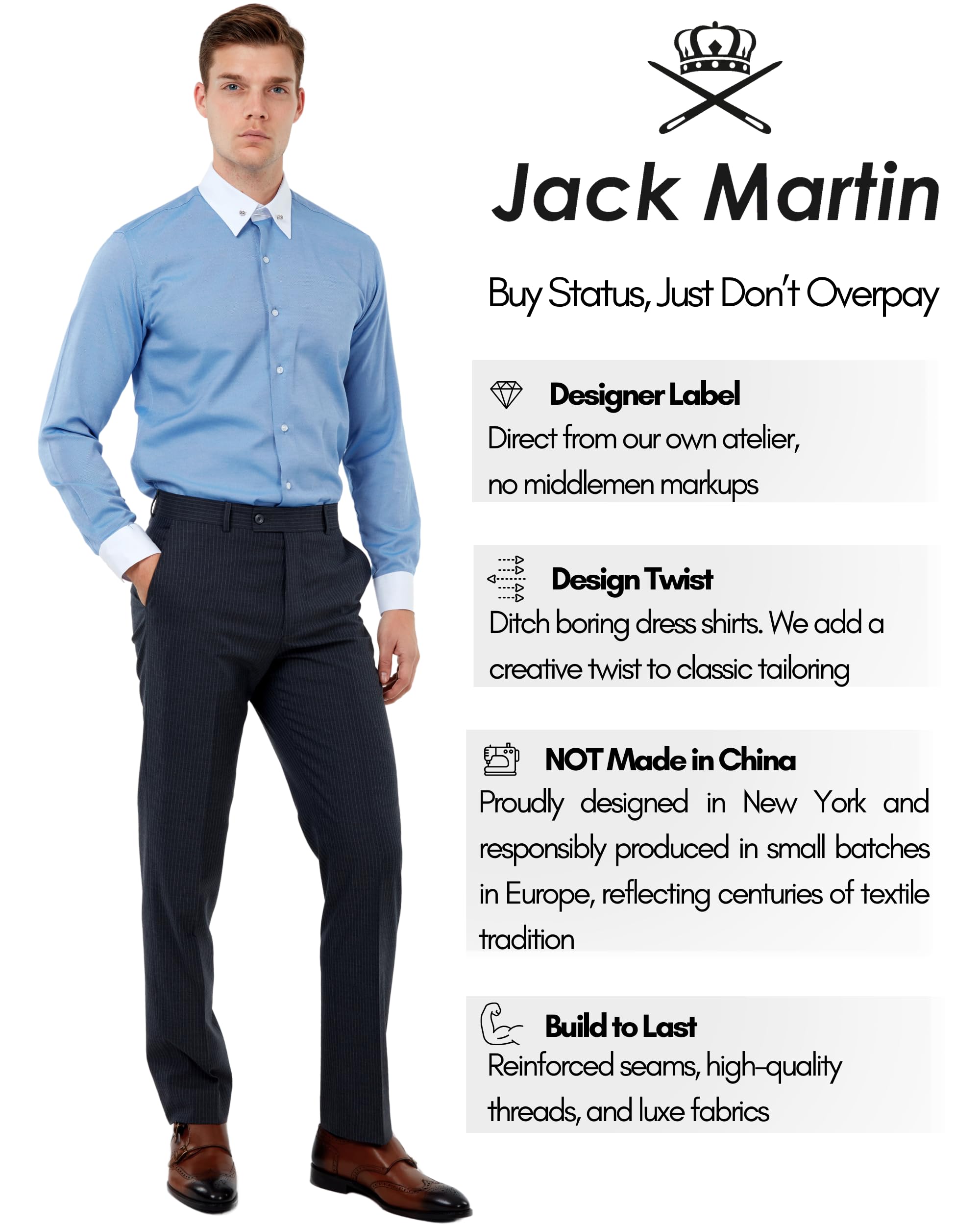 Men's Pin Collar Long Sleeve Dress Shirts | Stylish Button Up Shirts for Work, Office & Formal Occasions