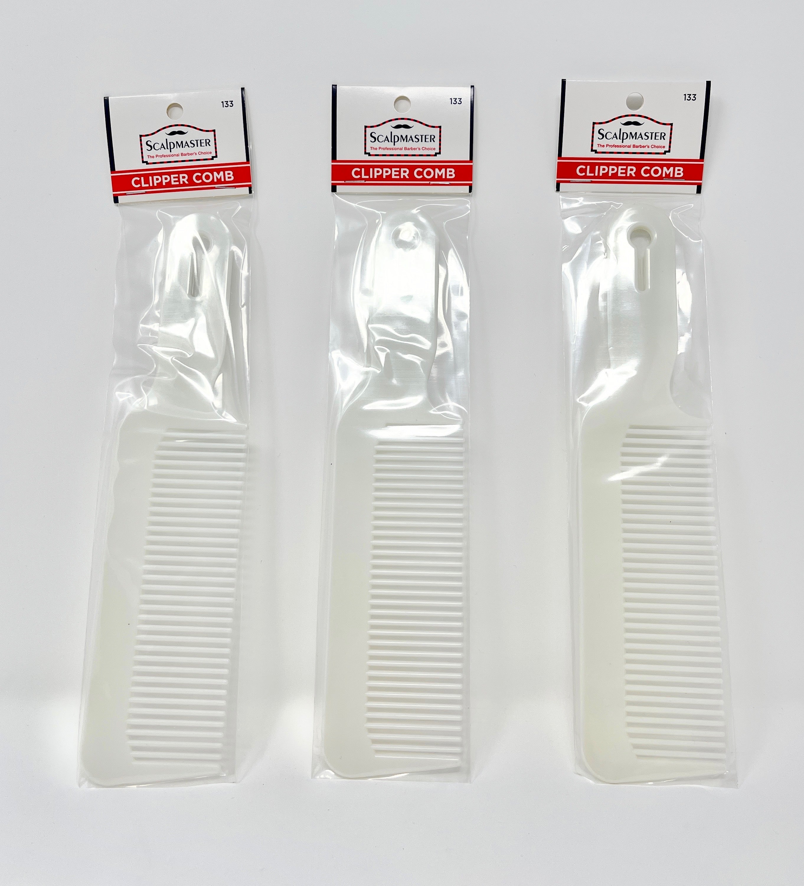 Professional Scalpmaster Clipper Comb Set - 3-Piece Large Blending & Cutting Combs for Barbers (White) | Perfect for Fade, Taper & Texture Haircuts