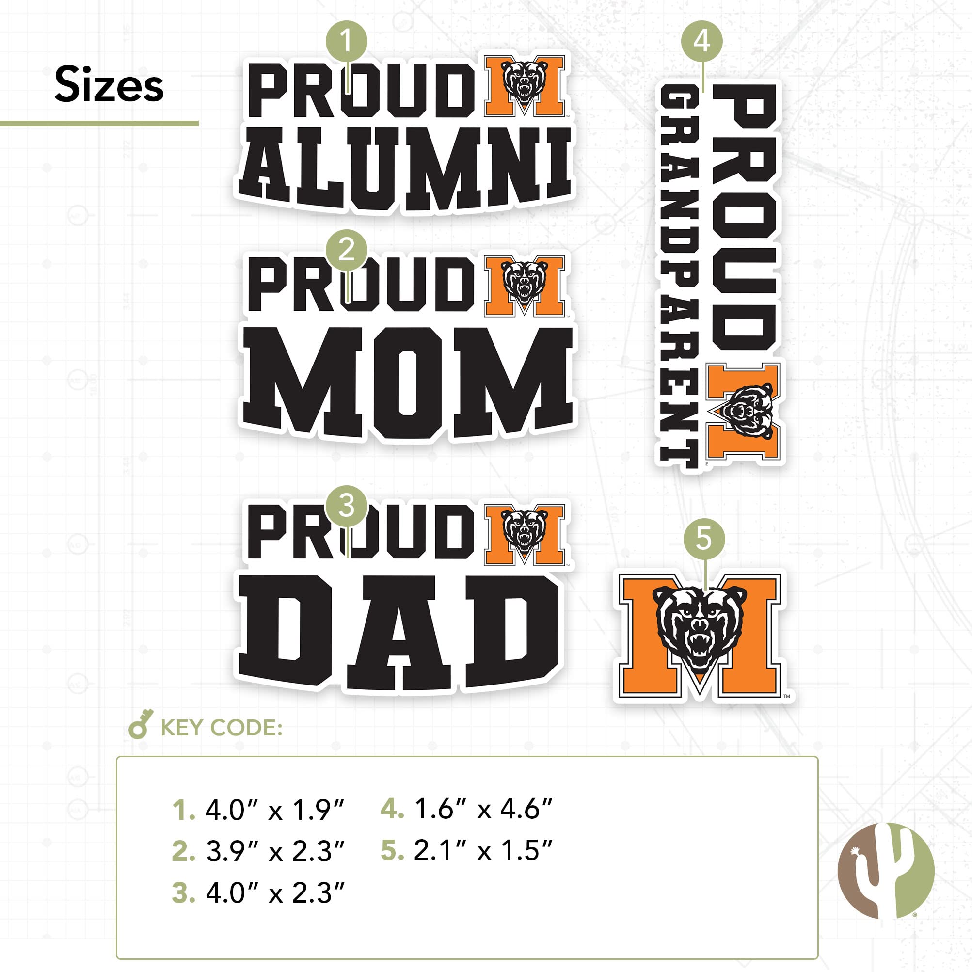 Desert Cactus Mercer University Sticker Bears Vinyl Decals - Waterproof Laptop, Water Bottle & Car Decoration - Scrapbook & DIY Crafts (Family Full Sheet) - Perfect for College Dorm, Office & Personalizing Belongings