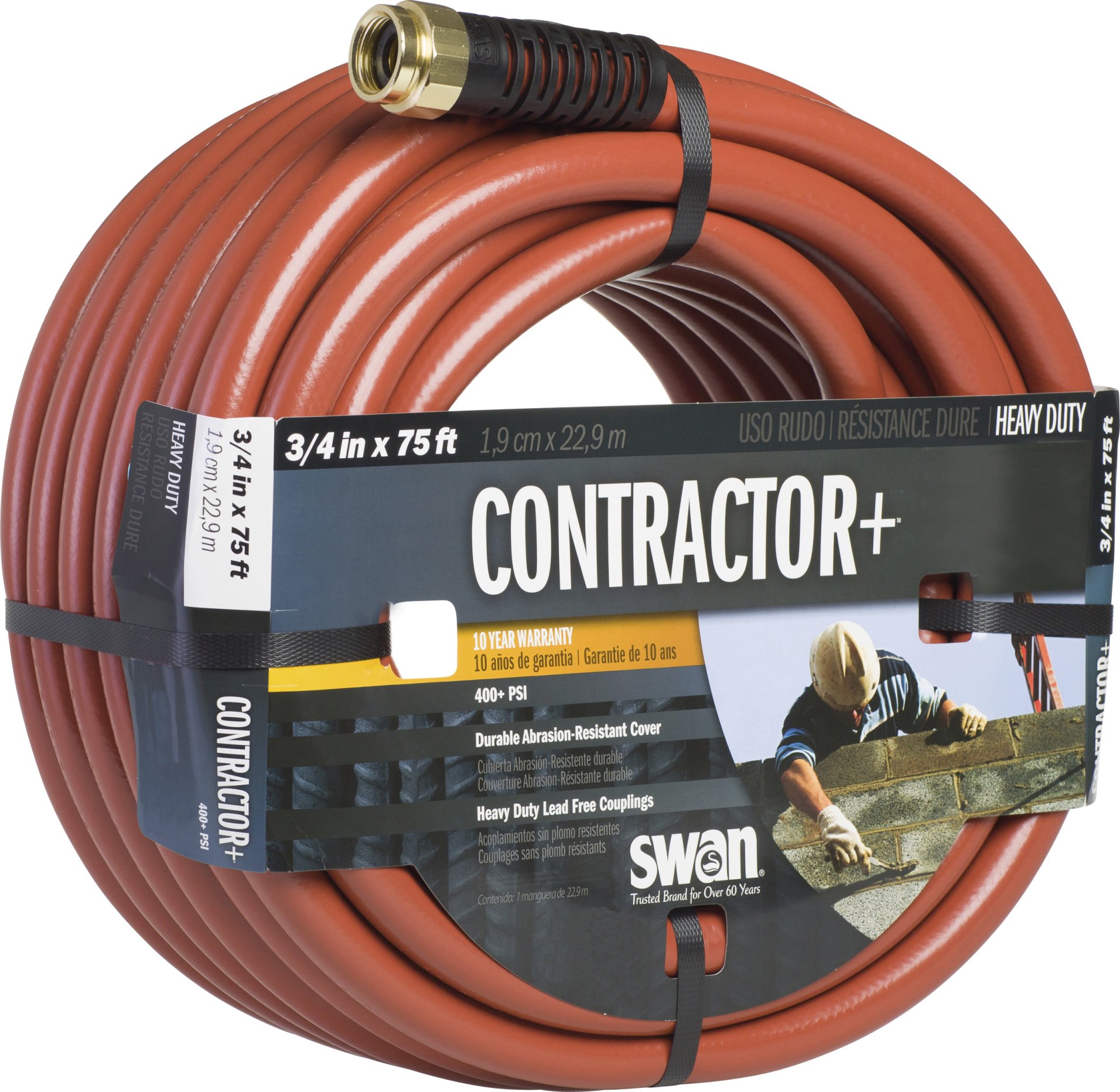 Swan Contractor+ SNCG34075 Heavy Duty Commercial Clay Water Hose - 75ft x 3/4