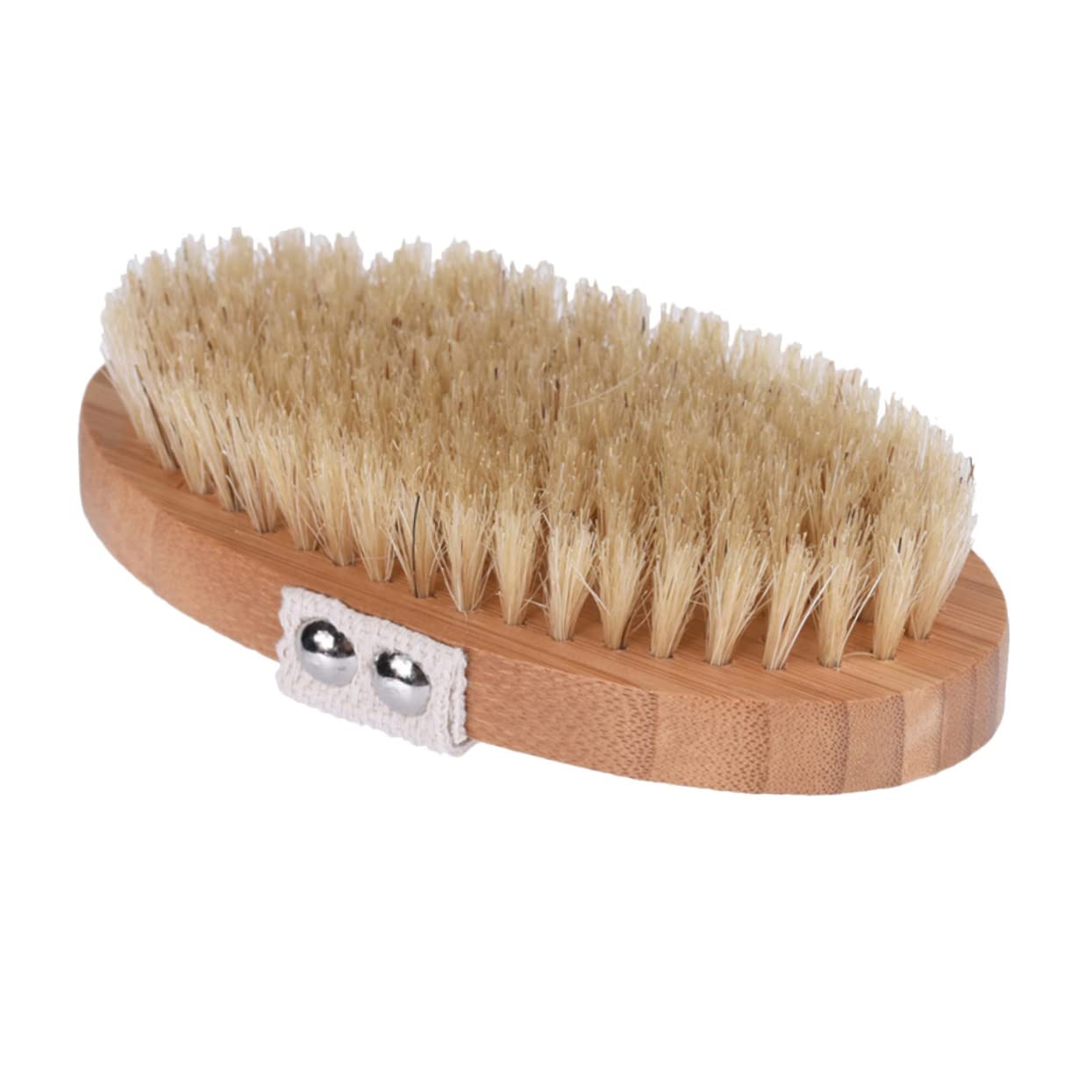Healvian Wooden Bath Brush with Loofah Scrubber - Exfoliating Body Scrubber & Massage Brush for Dry Skin - Natural Wood Handle Shower Brush for Spa, Home Bathroom & Self-Care Routine