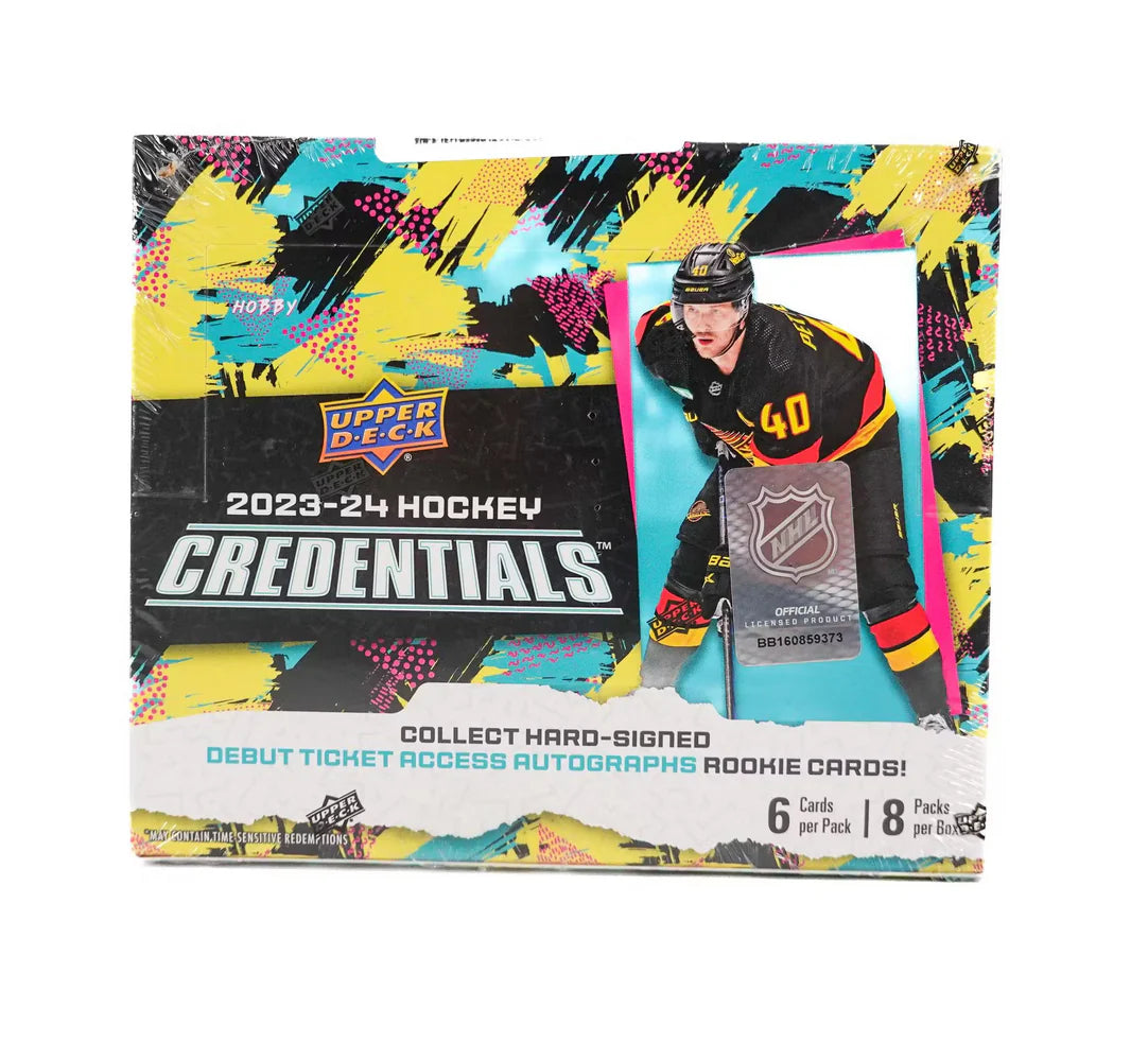 2023-24 Upper Deck Credentials Hockey Hobby Box - Authentic NHL Trading Cards Collection for Collectors & Fans - Perfect for Sports Memorabilia Displays & Investment
