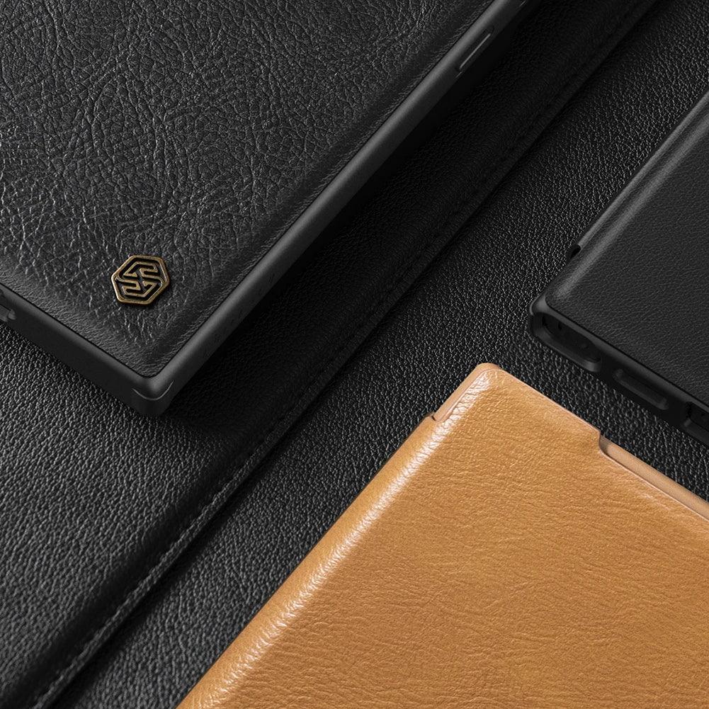 NILLKIN Vegan Leather Flip Cover with Card Slot for Samsung Galaxy S24 - Slim Protective Case for Everyday Use & Travel