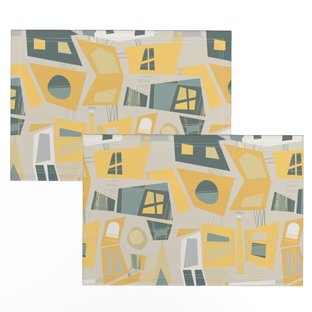 Premium Linen Cotton Canvas Placemats Set of 2 - Washable & Durable Table Mats for Dining, Kitchen, and Party Decor - Glass Print Cloth Placemats for Everyday Use and Special Occasions