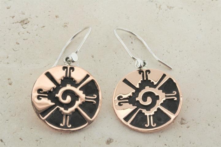 Handmade Copper Circle Maya Earrings - Boho Tribal Jewelry for Women - Perfect for Festivals, Parties & Everyday Wear
