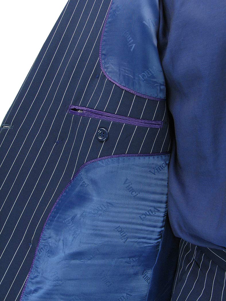 Sharp Luxurious 2-Piece Men's Double Breasted Pinstripe Suit with 1 Pair of Dress Socks - Perfect for Business Meetings, Weddings & Formal Events