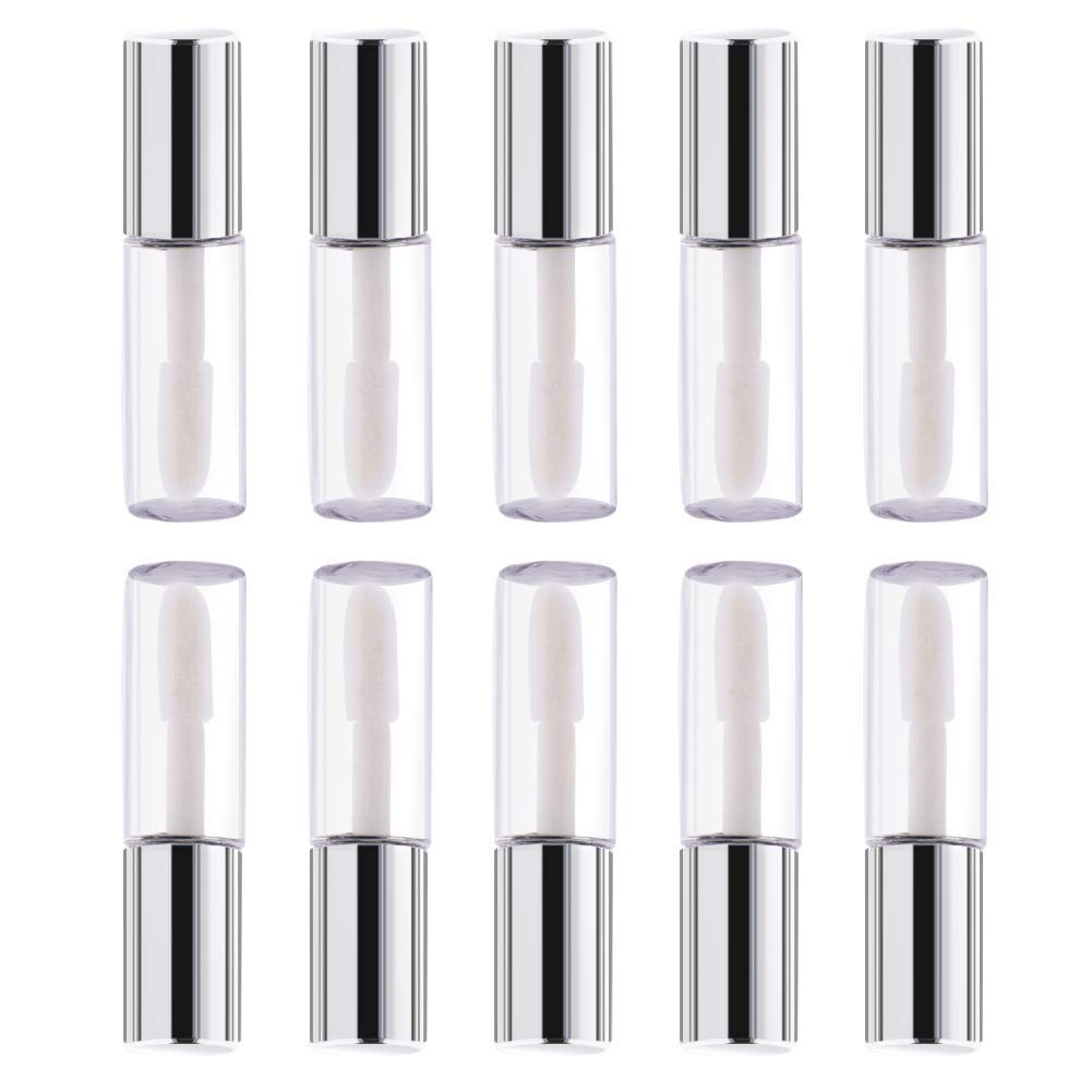 GOTOTOP 45 Pack 1.2ml Empty Clear Lip Gloss Tubes with Silver Caps - Refillable Plastic Lip Balm Containers for DIY Makeup, Cosmetic Storage & Travel Essentials (Perfect for Home, Salon & Professional Use)