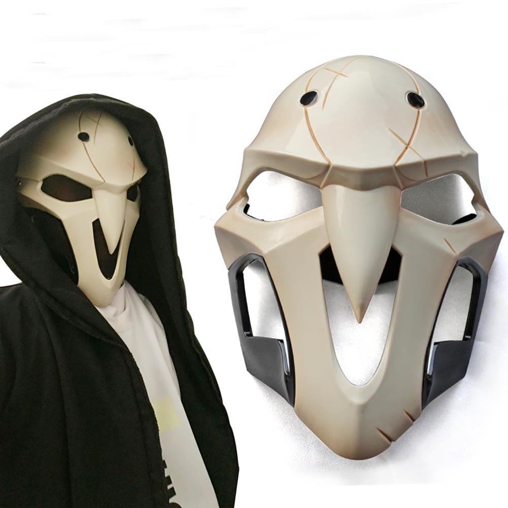 Gmasking Reaper Adult Cosplay Mask - 1:1 Scale Halloween Costume Accessory, White Skull Face Cover for Cosplay, Halloween Parties & Horror Events