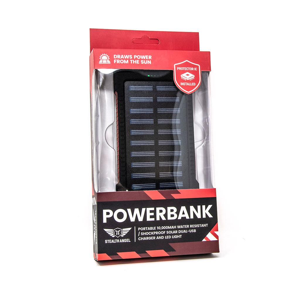10,000mAh Waterproof & Shockproof Solar Dual USB Portable Charger with LED Flashlight - Emergency Power Bank for Camping, Hiking, and Outdoor Survival Gear
