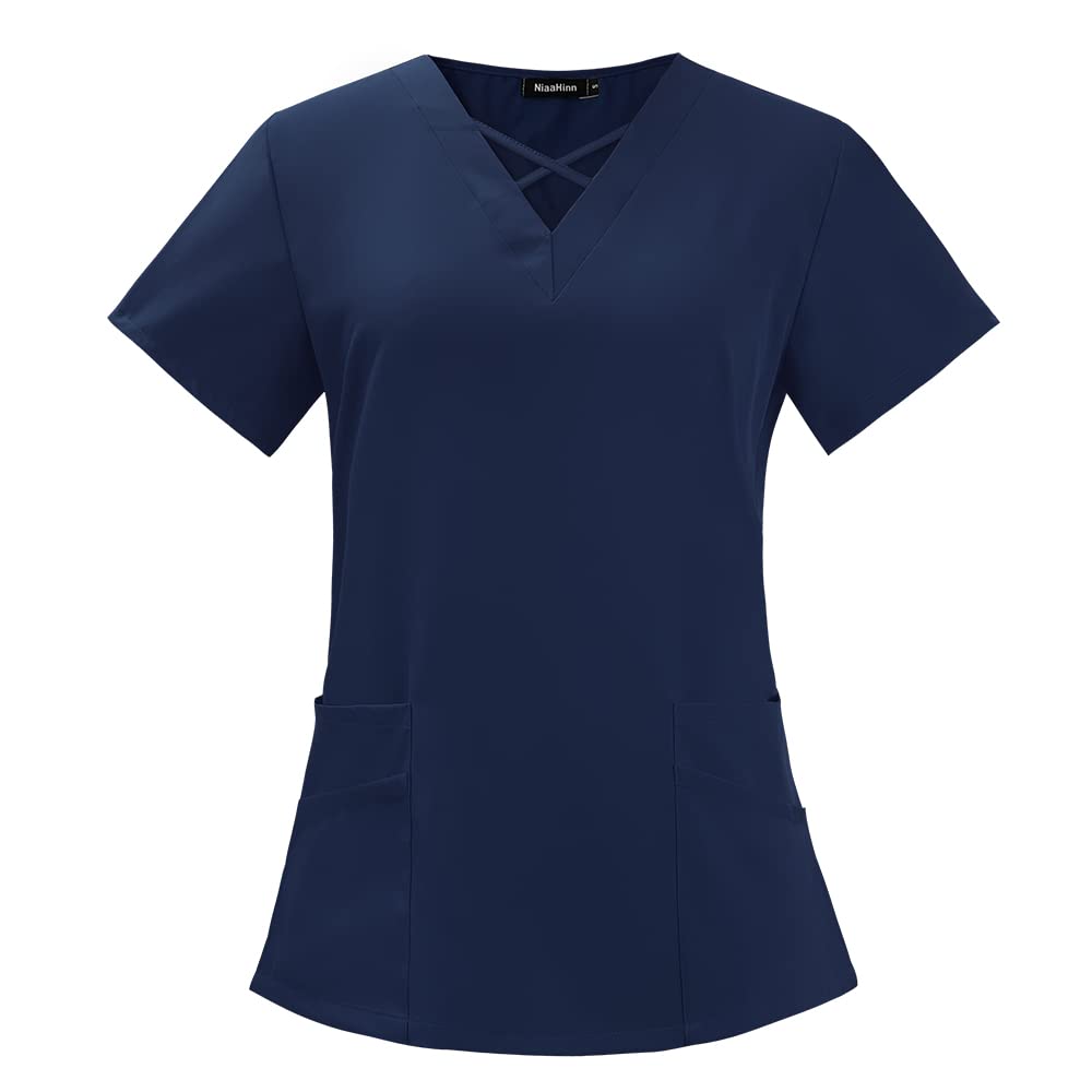 Niaahinn Women's V-Neck Scrub Top with Functional Pockets - Comfortable Medical Uniform for Nurses & Doctors | Perfect for Hospital Shifts, Clinical Work & Healthcare Professionals