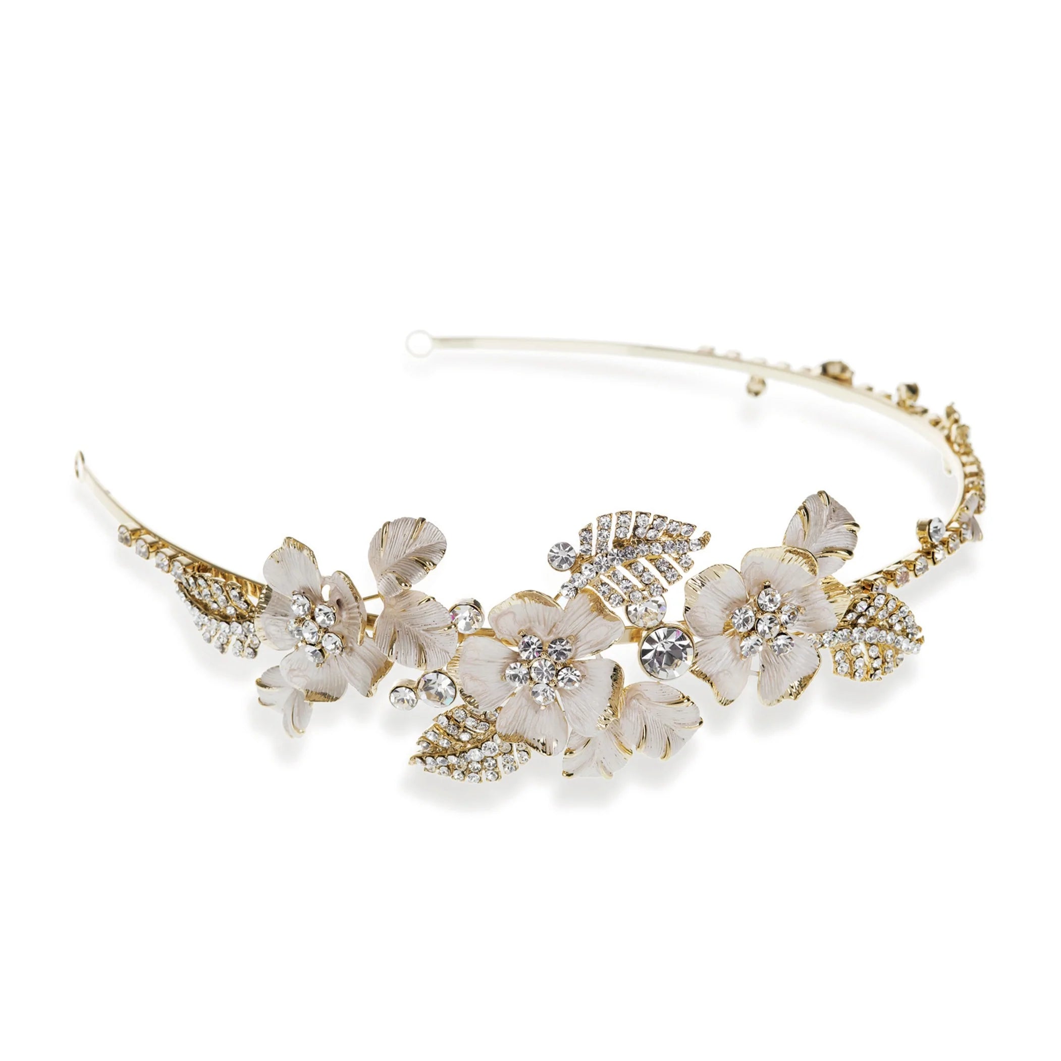 Ivory & Co Marigold Bridal Floral Headband with Austrian Crystals - 14k Gold Plated Wedding Hair Accessory for Brides, Bridesmaids & Special Occasions