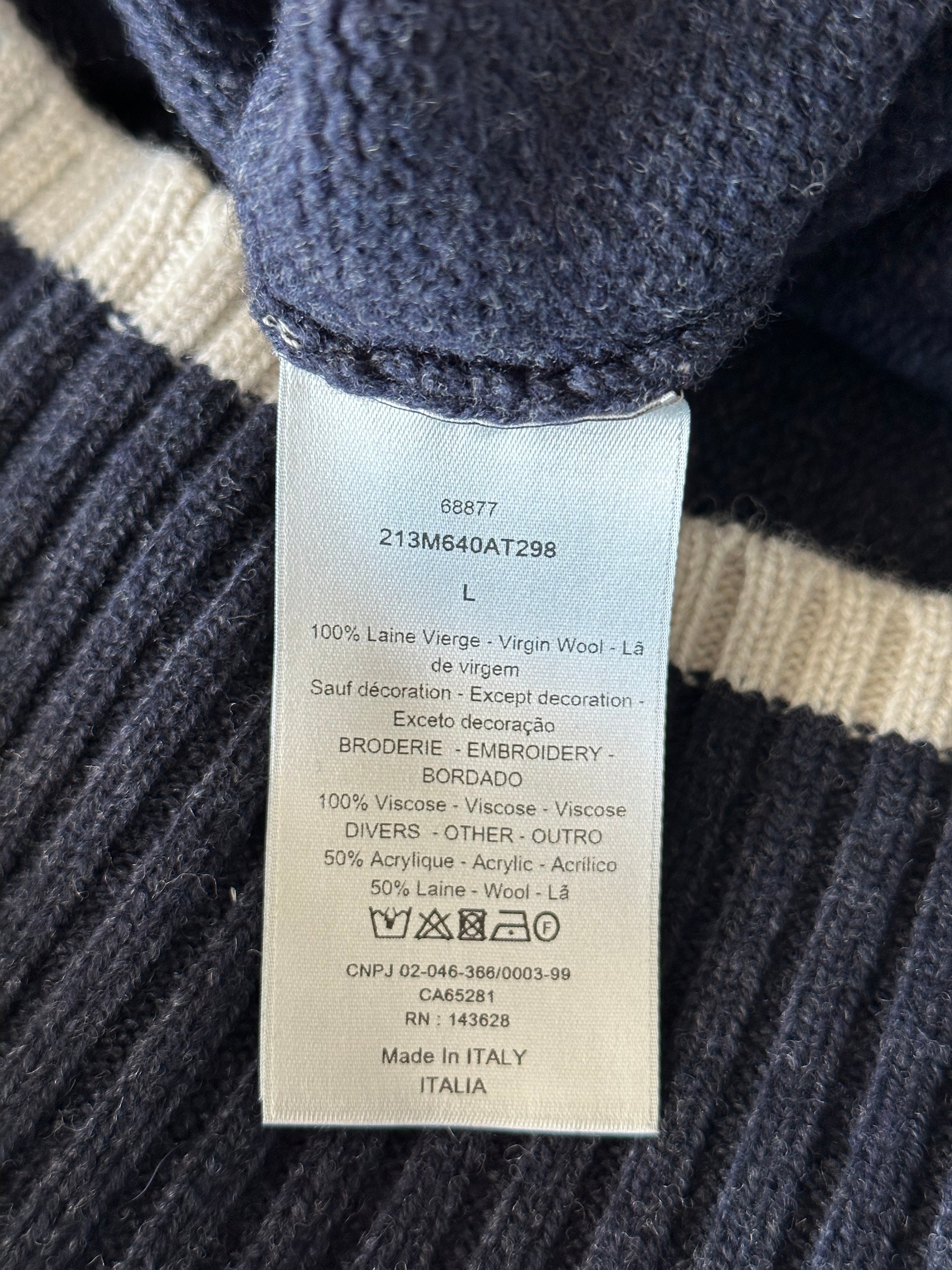 Dior Navy Atelier Wool Knitted Sweater for Women - Luxury Cashmere Blend Winter Pullover | Perfect for Office, Dinner Dates & Holiday Parties