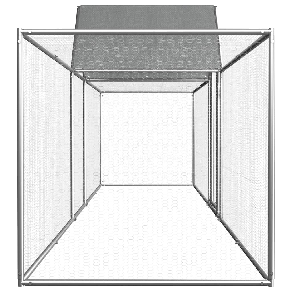 **vidaXL Spacious Chicken Coop for Hens, Ducks, Geese - Durable Galvanized Steel Poultry House with Waterproof Roof & Lockable Door - Silver, 16.4'x3.3'x4.9' - Perfect for Backyard Farming & Pet Safety**