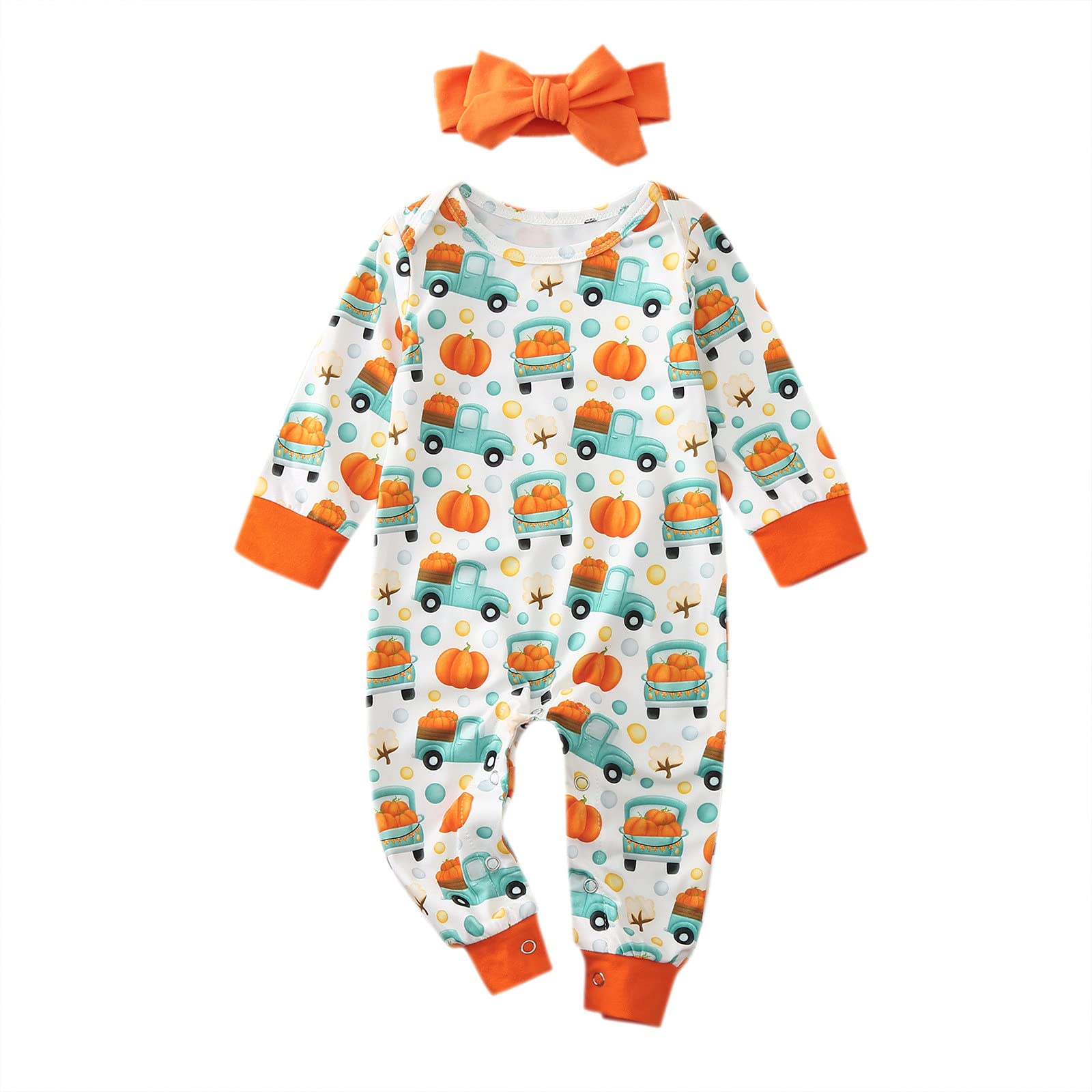 Halloween Baby Pumpkin Jumpsuit with Headband - Cute Toddler Costume for Boys & Girls | Perfect for Trick-or-Treating, Halloween Parties & Photo Shoots