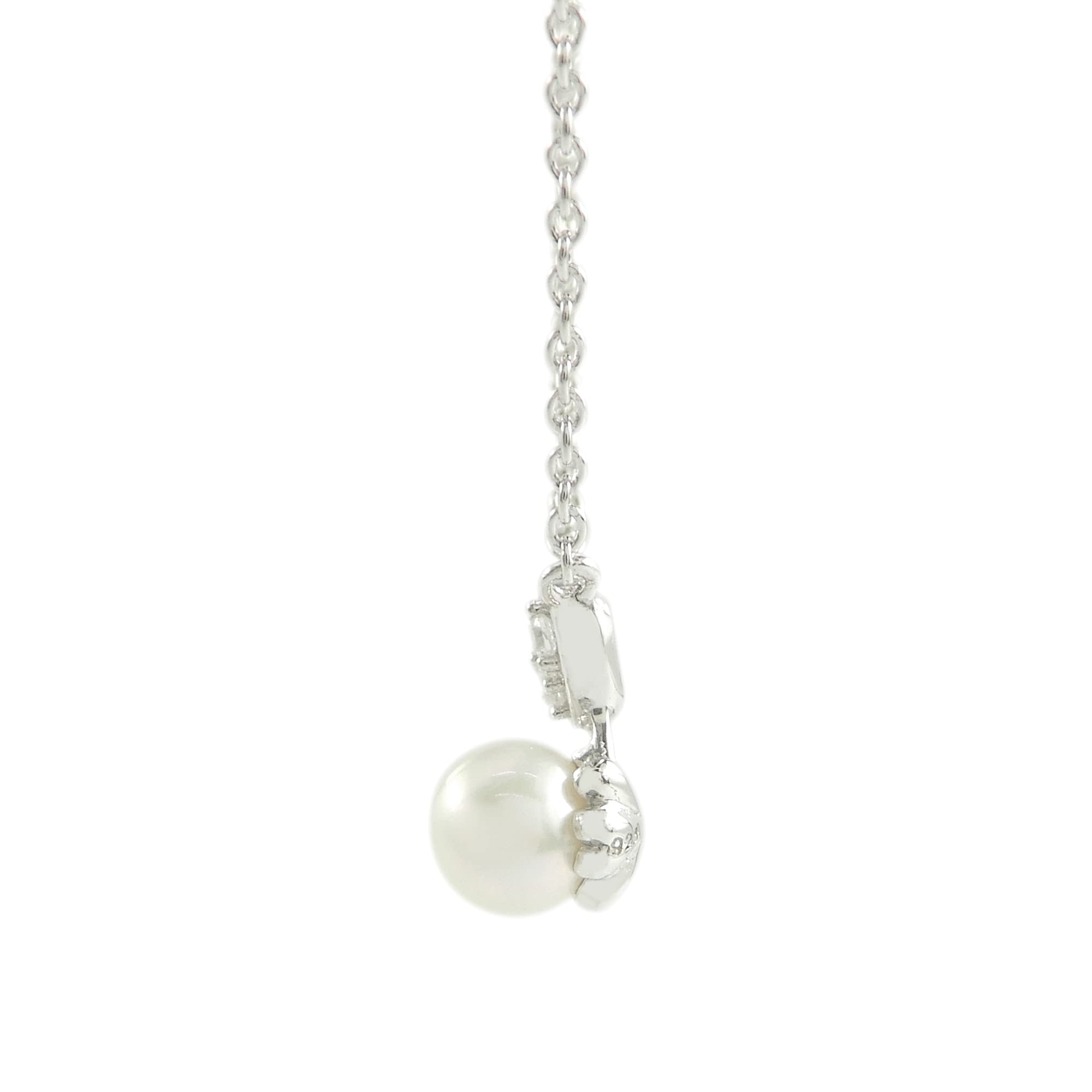 925 Sterling Silver 5mm Cultured Freshwater Pearl & Cubic Zirconia Pendant Necklace - 18
