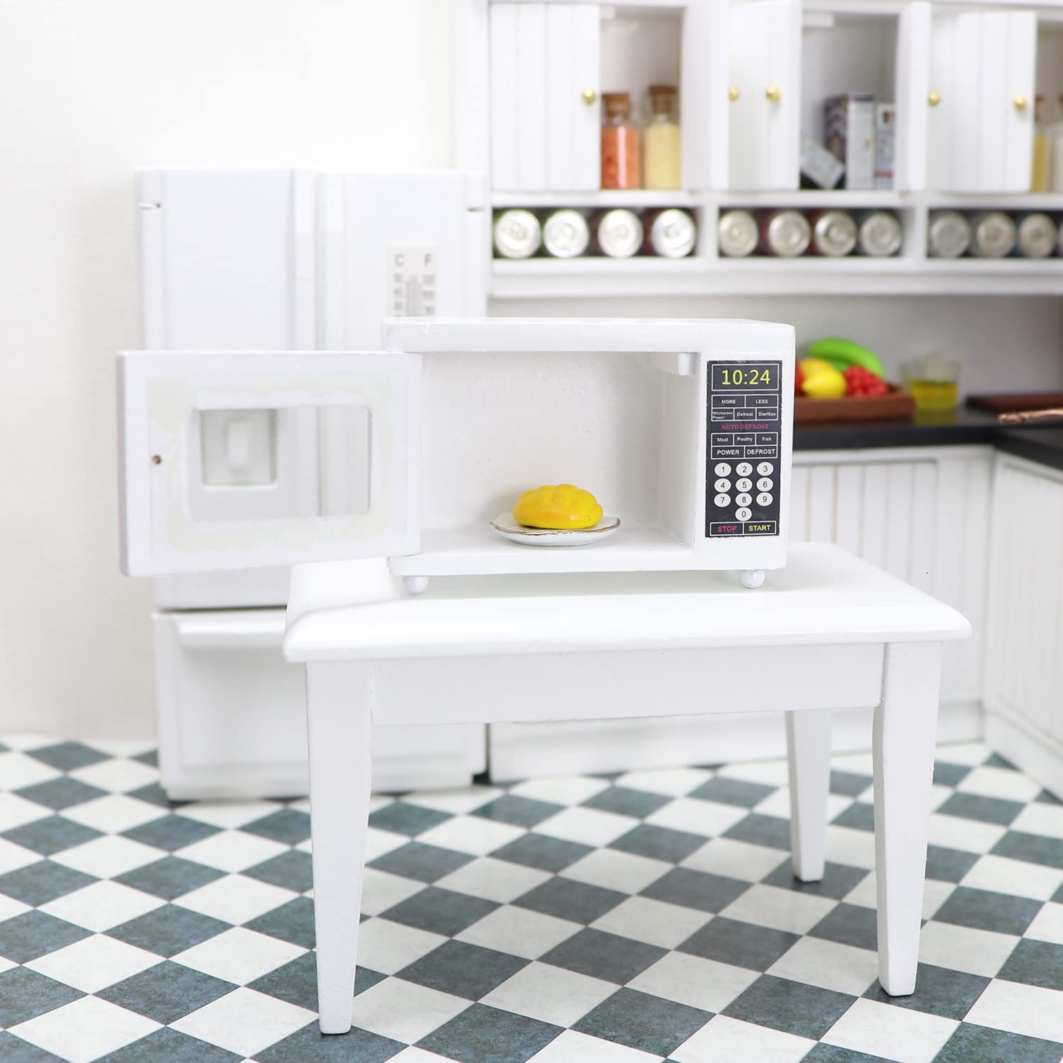 1:12 Scale Miniature Microwave Oven - High Simulation Dollhouse Kitchen Accessories, Mini Furniture & Appliances for Realistic House Decoration (White) | Perfect for Dollhouse Displays, Miniature Collections & DIY Craft Projects