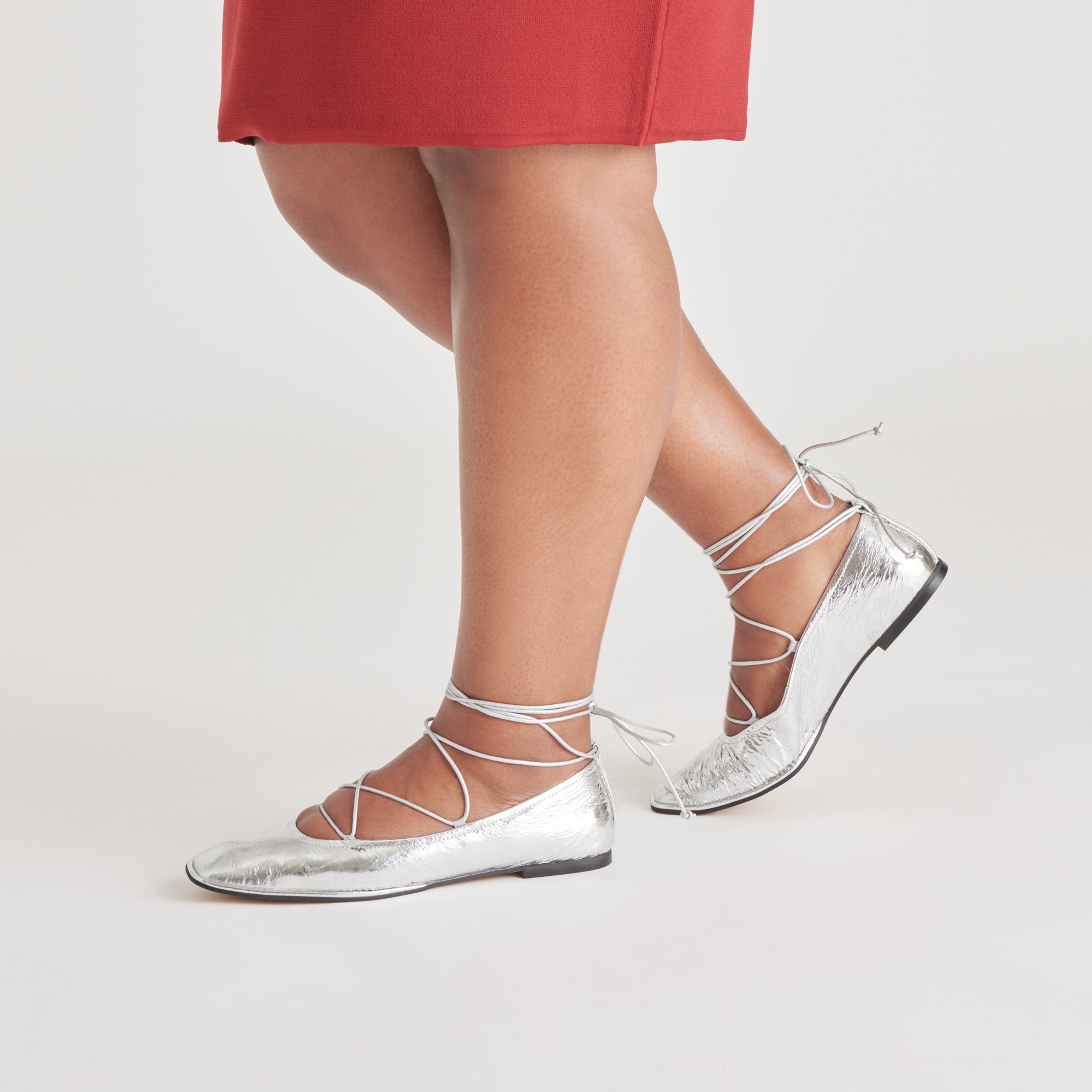 RYDER Women's Ballet Flats - Silver Distressed Leather Slip-On Shoes for Comfort & Style | Perfect for Work, Casual Wear & Travel